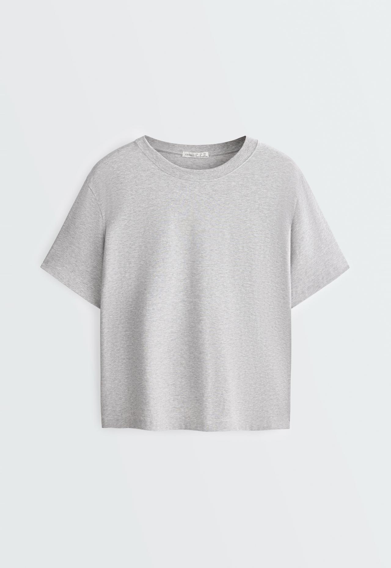 Boxy short-sleeved cotton blend T-shirt — PALE GREY