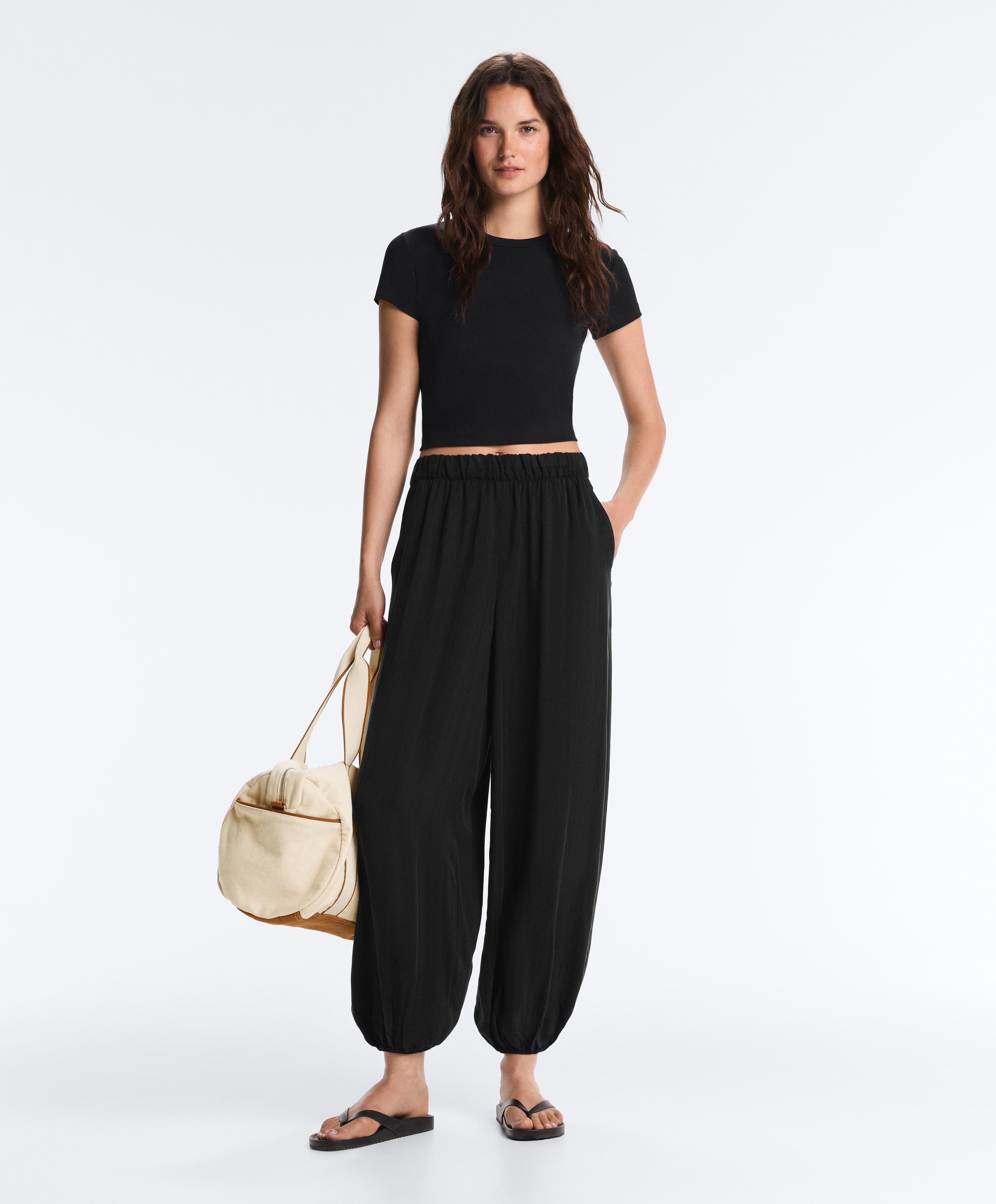 100% Cupro bloomer trousers — BLACK