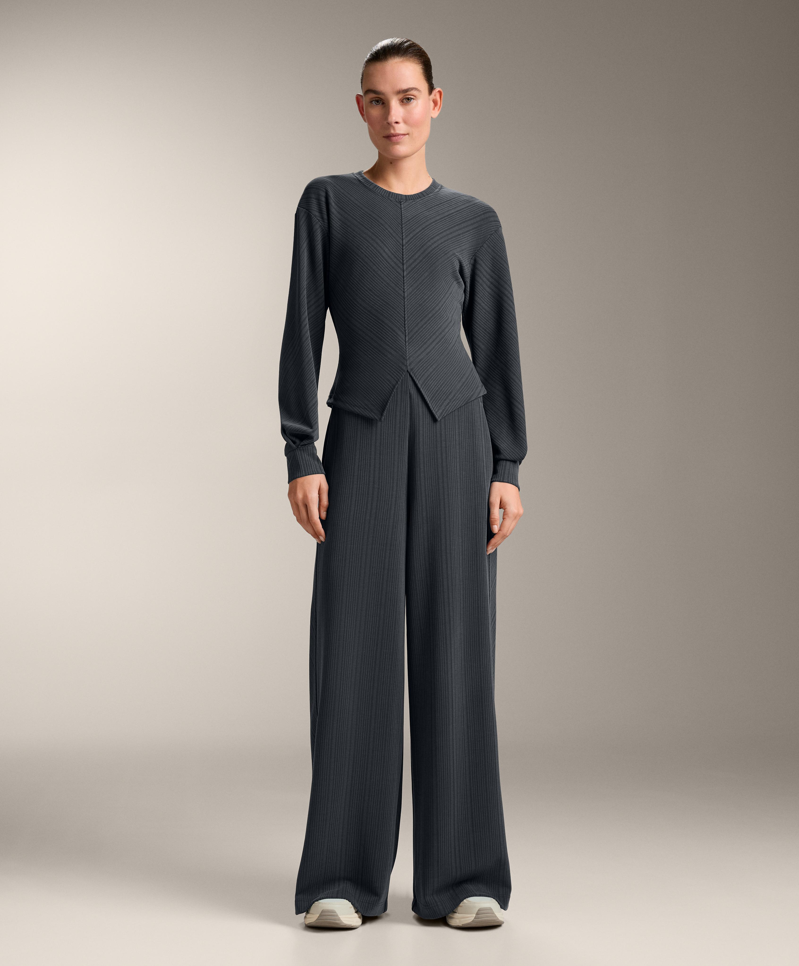 Asymmetric stripe sweatshirt with modal — ASPHALT