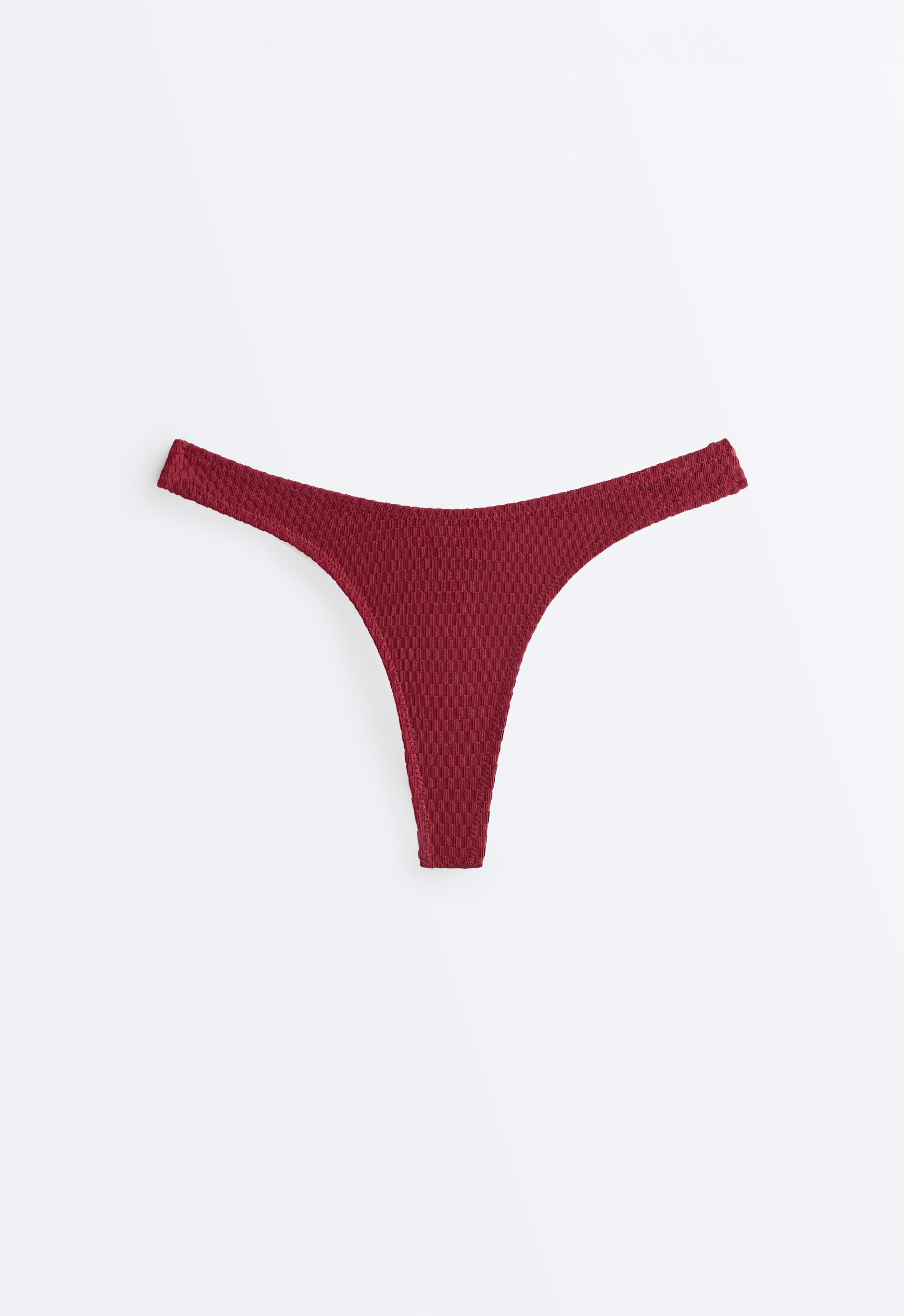U-cut mini check jacquard Brazilian bikini briefs — PALE PLUM
