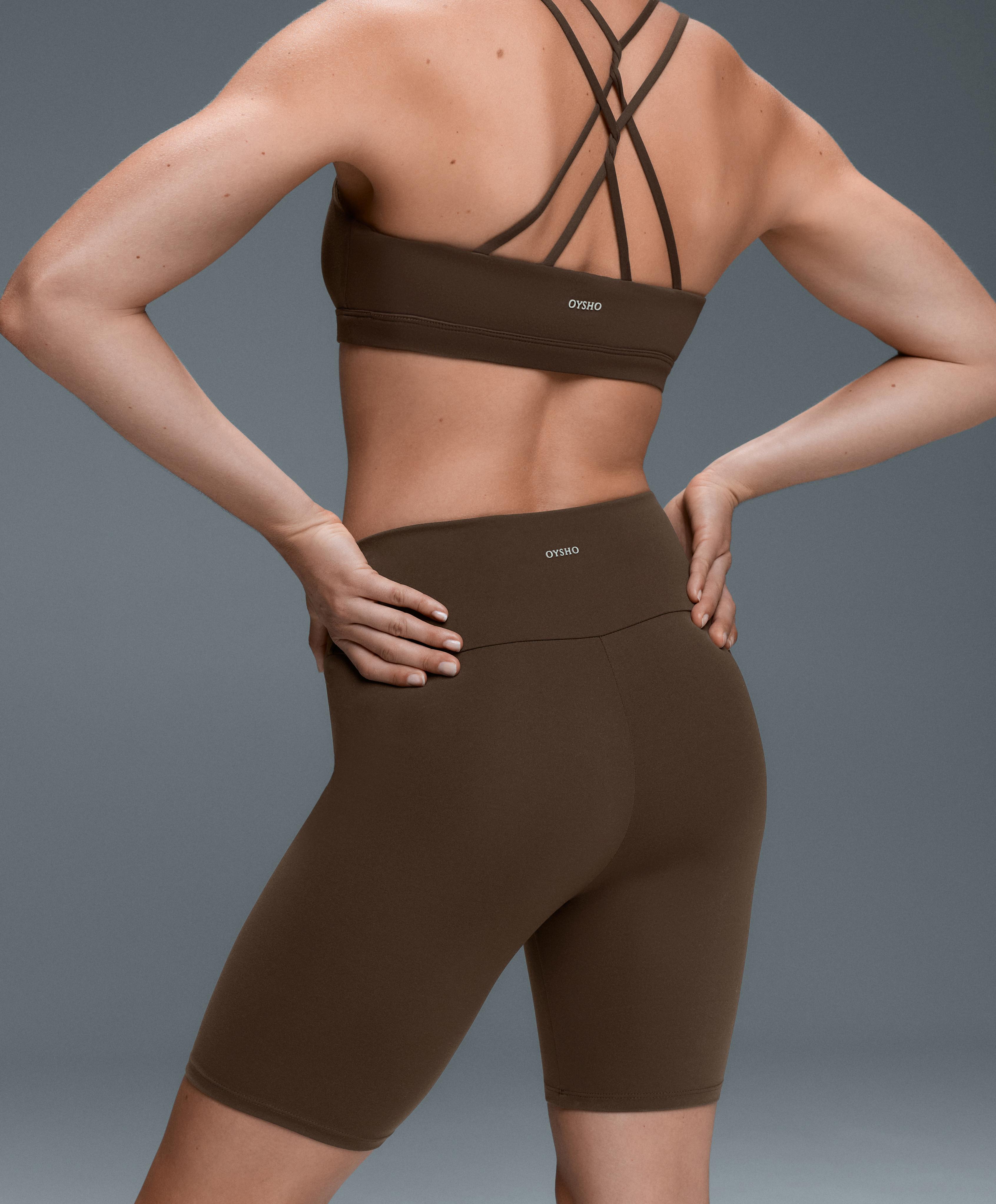 Comfortlux high-rise 20cm biker leggings — DARK BROWN