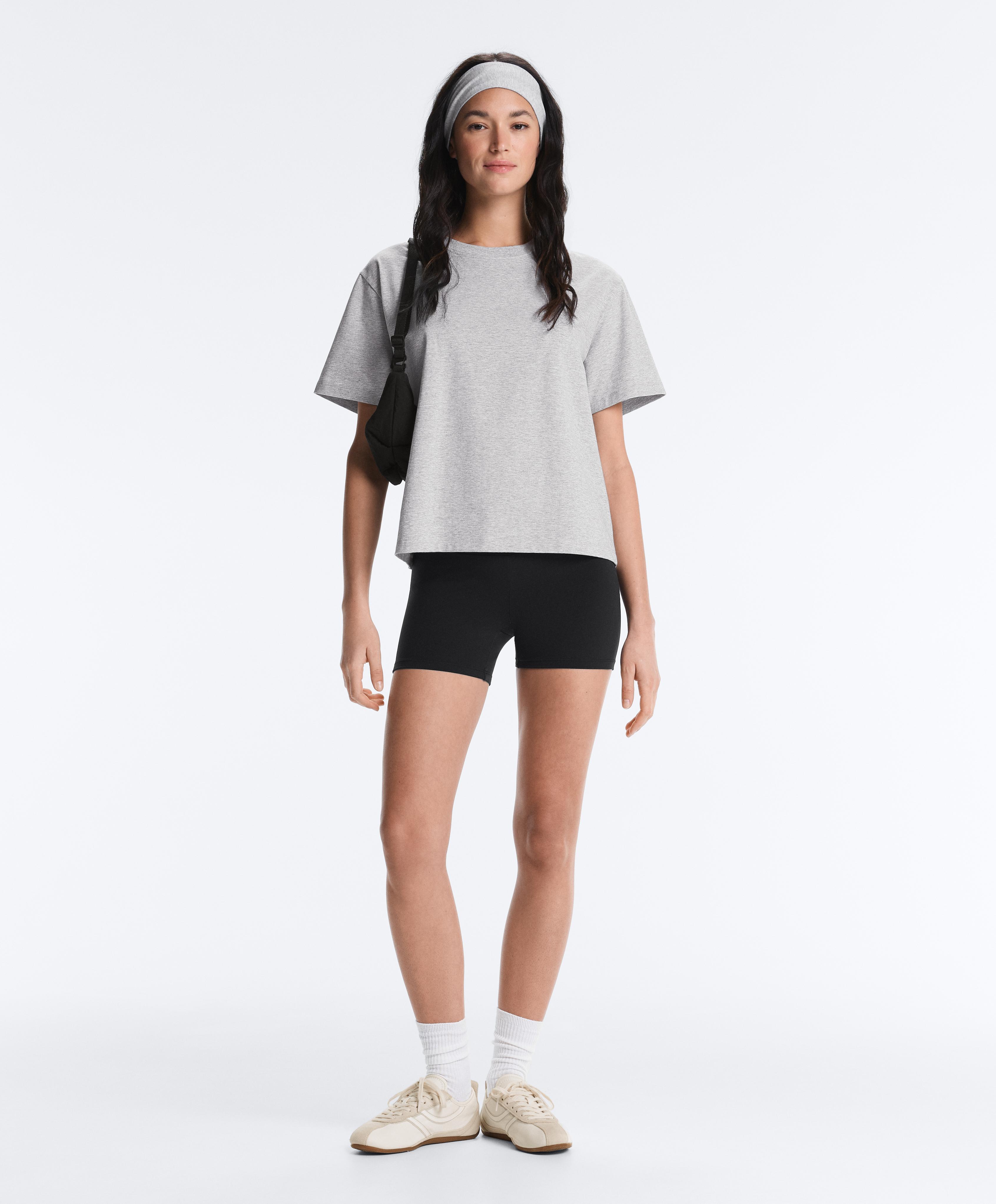 Boxy short-sleeved cotton blend T-shirt