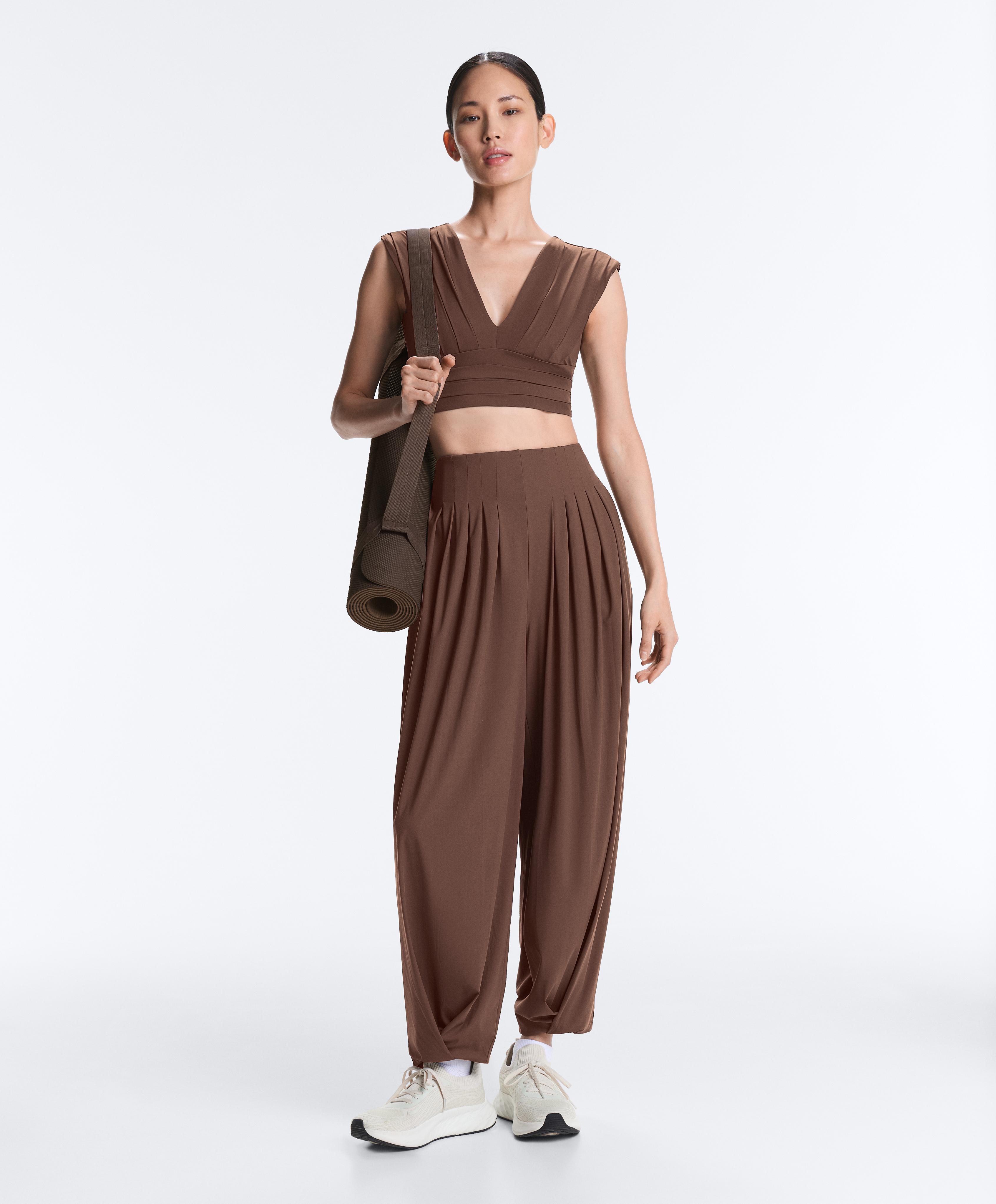 Light Touch long bloomer trousers — MID-BROWN