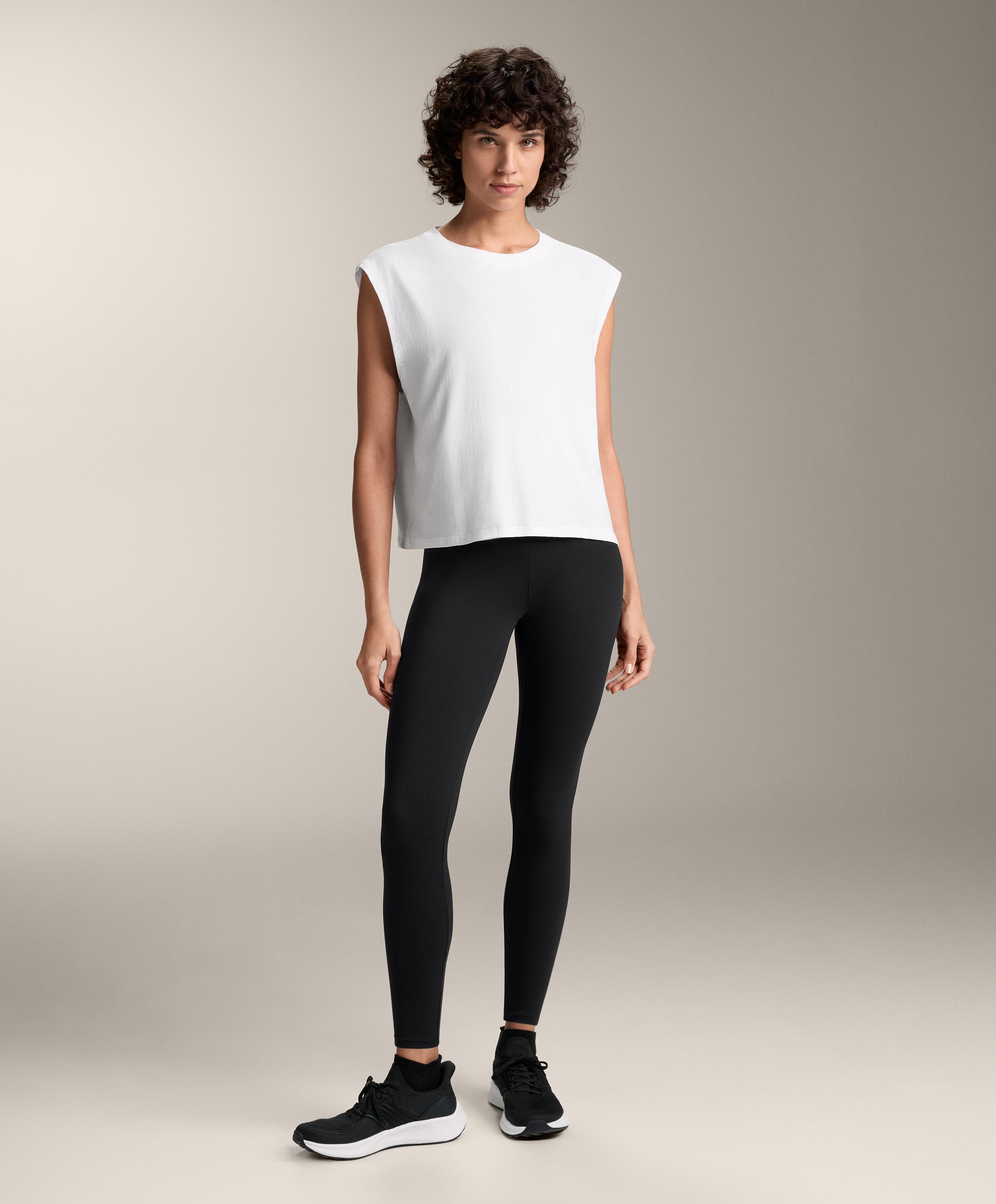 Cotton blend sleeveless T-shirt — WHITE