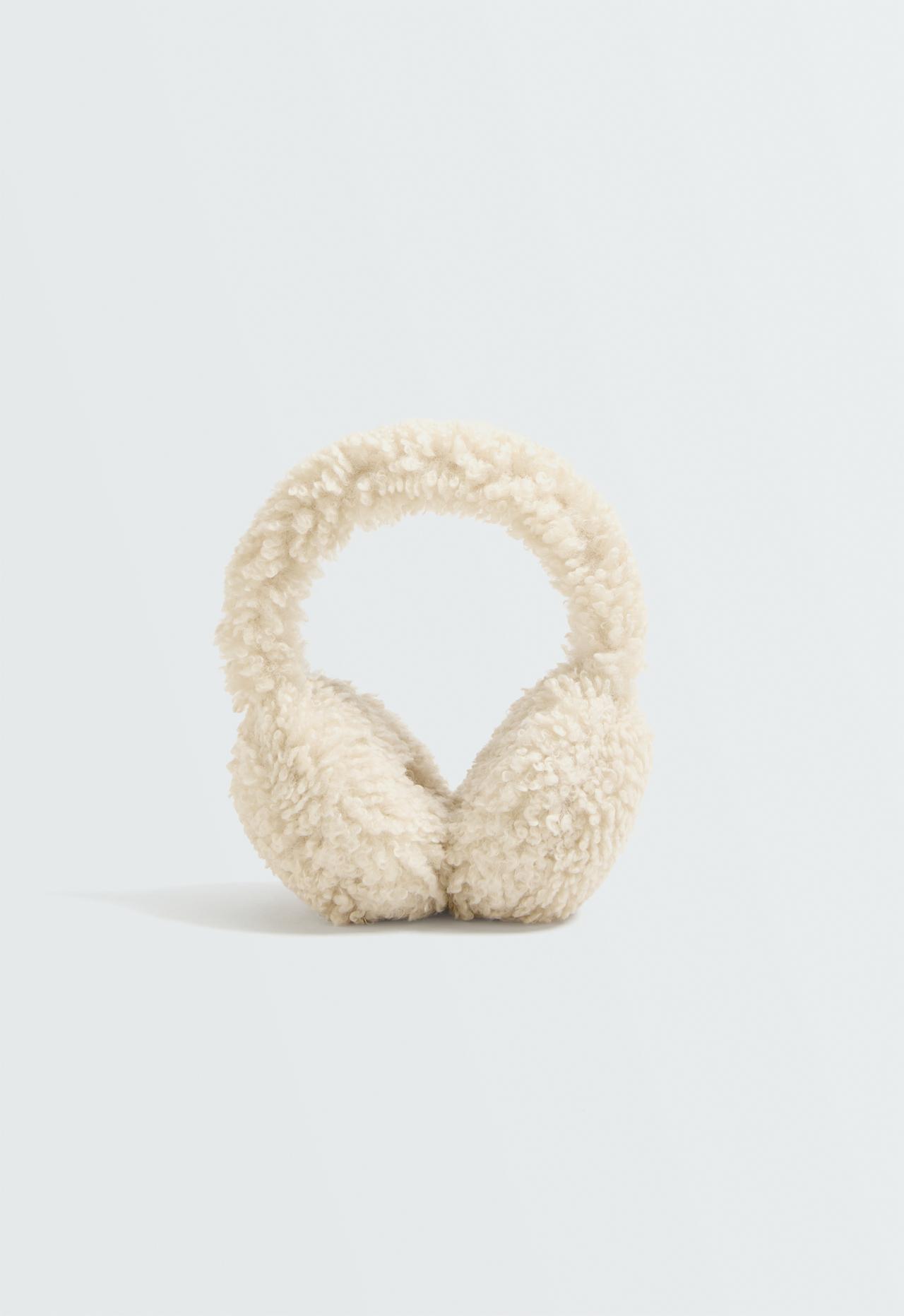 Faux-shearling earmuffs — ECRU