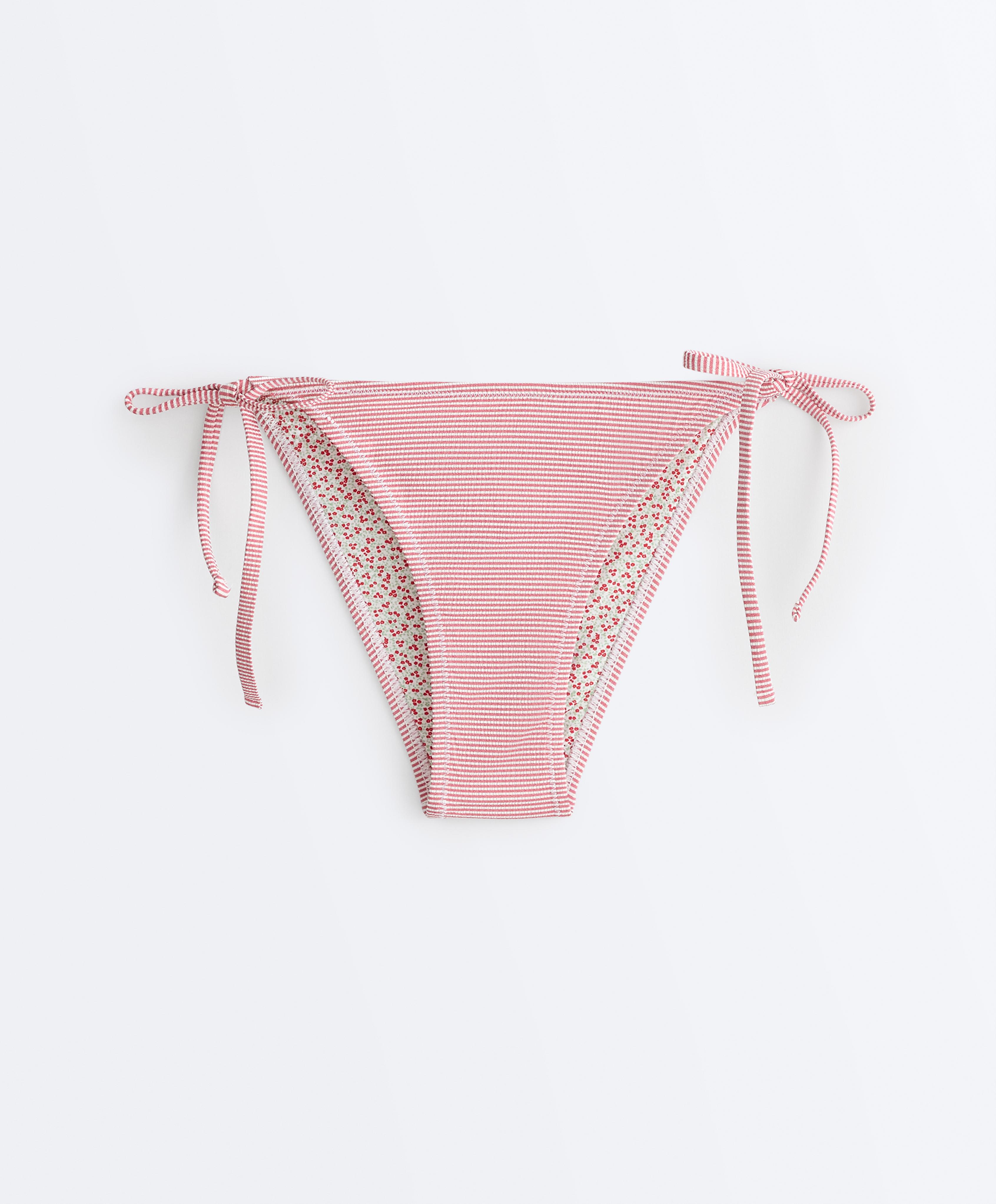 Stripe medium-coverage bikini briefs with ties