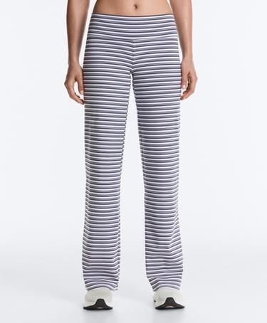 High-rise Comfortlux striped straight-leg trousers — NAVY BLUE 1