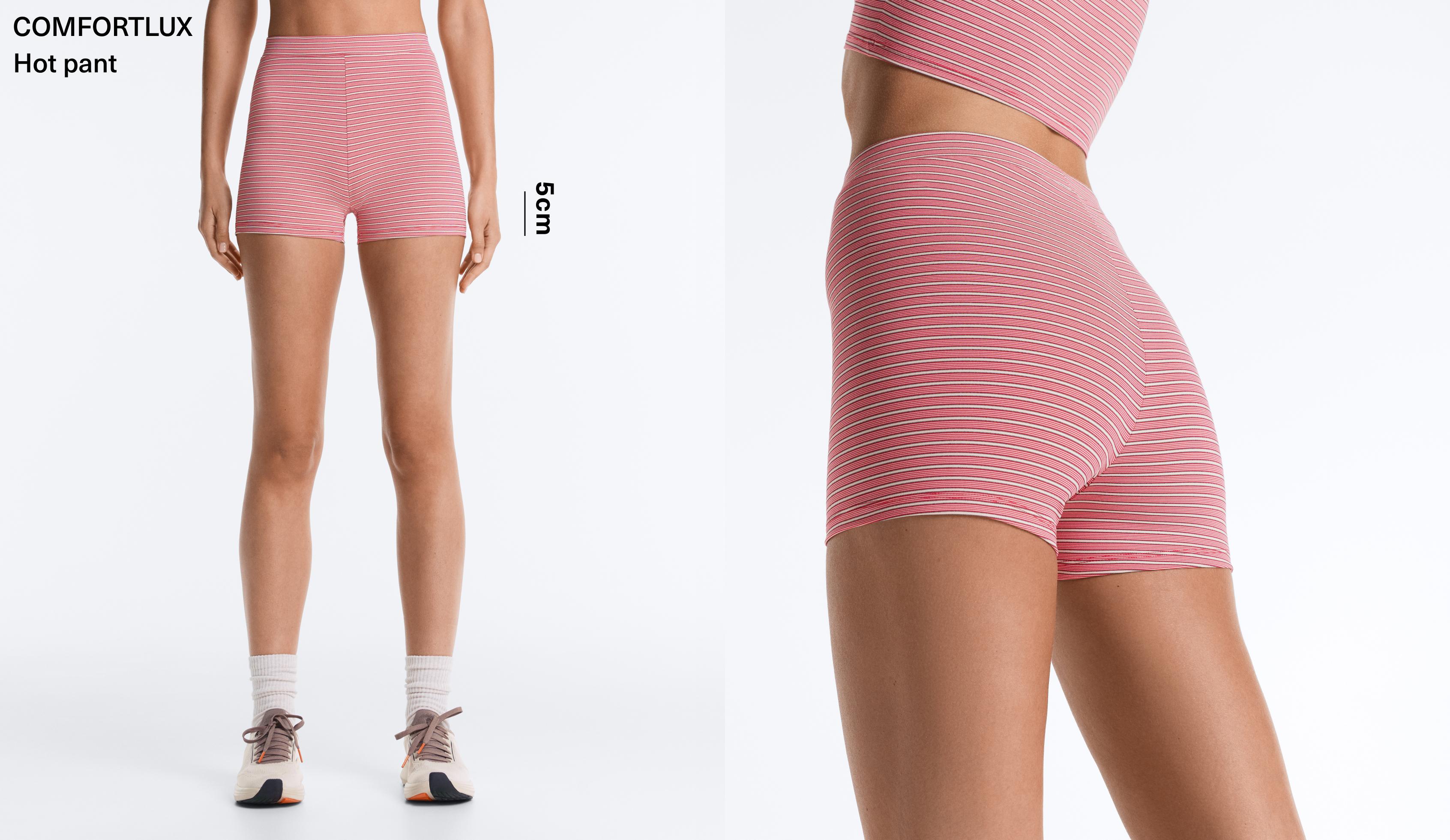 Comfortlux high-rise 5cm striped hot pants — RED