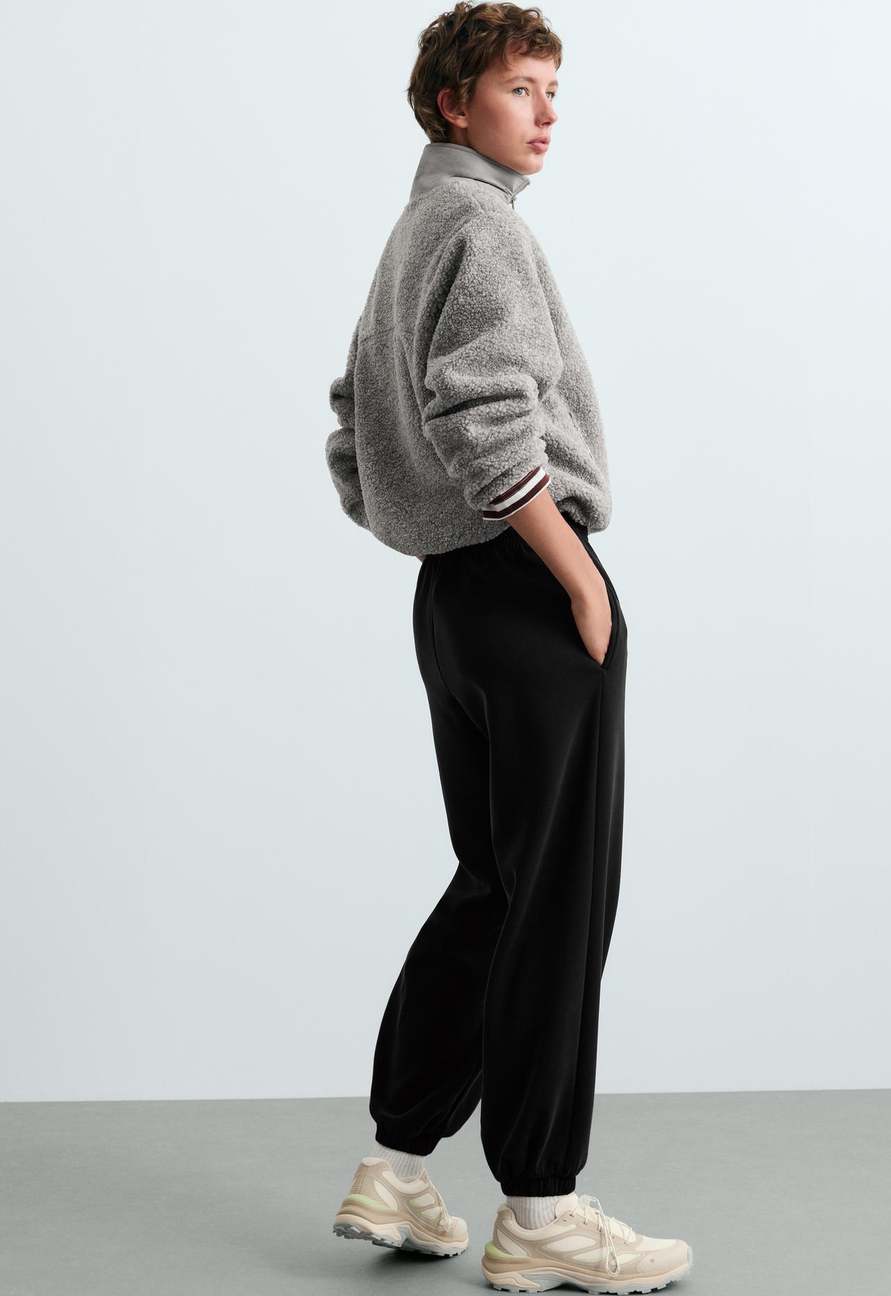 Relaxed Jogger trousers in modal Brushed fabric — BLACK