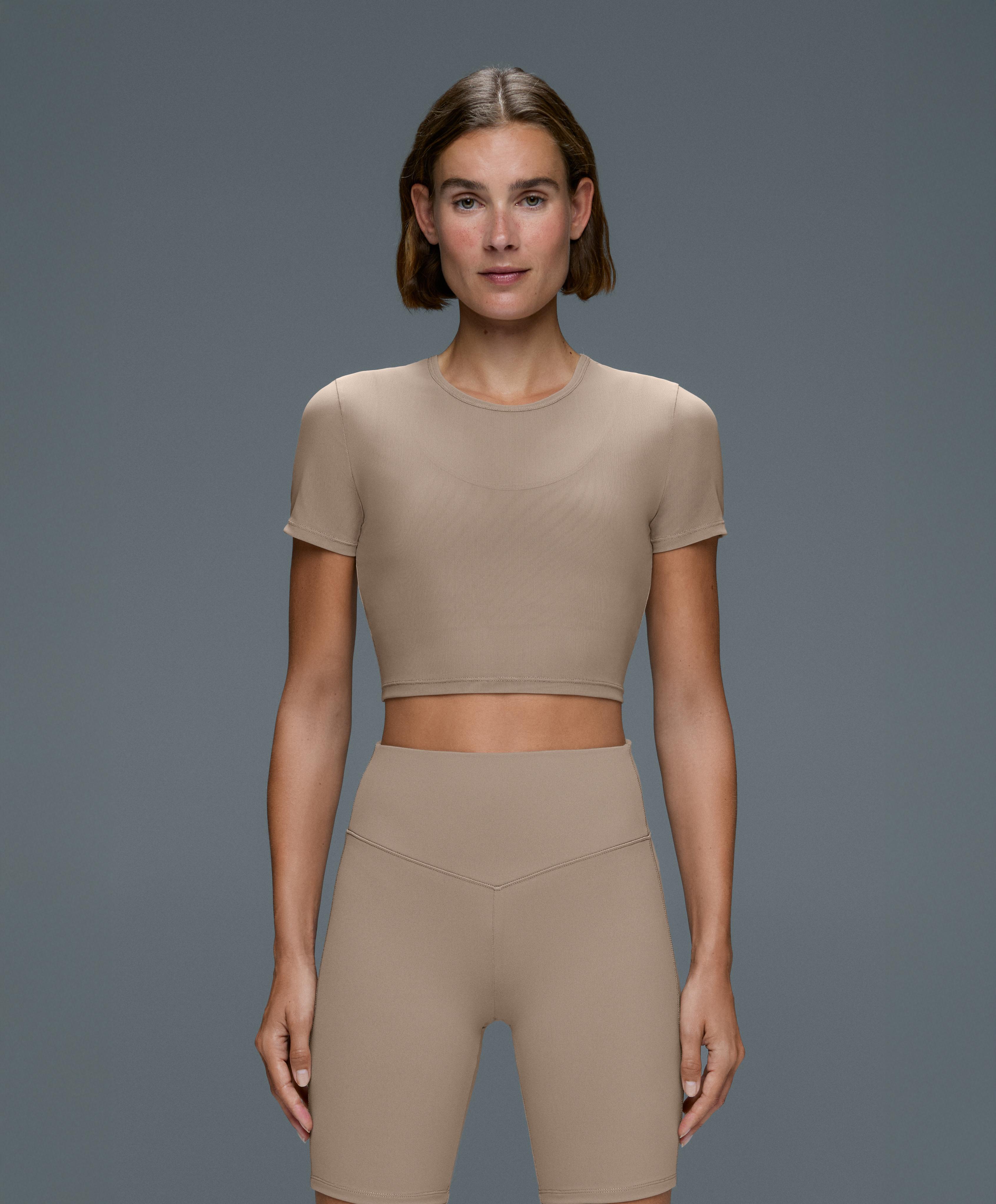 Evermove short-sleeved overlay tank top — PINK-BEIGE