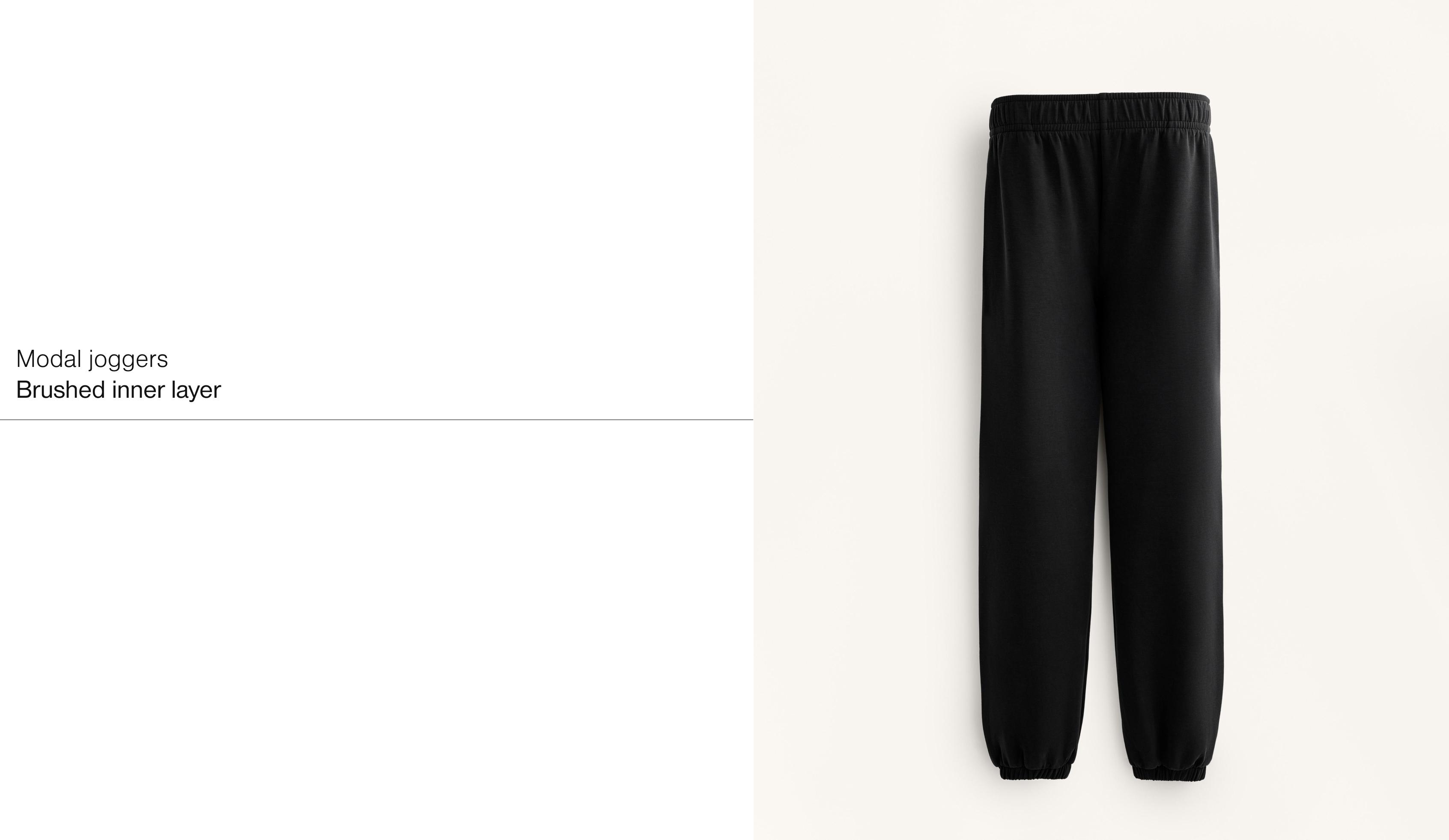 Brushed modal joggers — BLACK