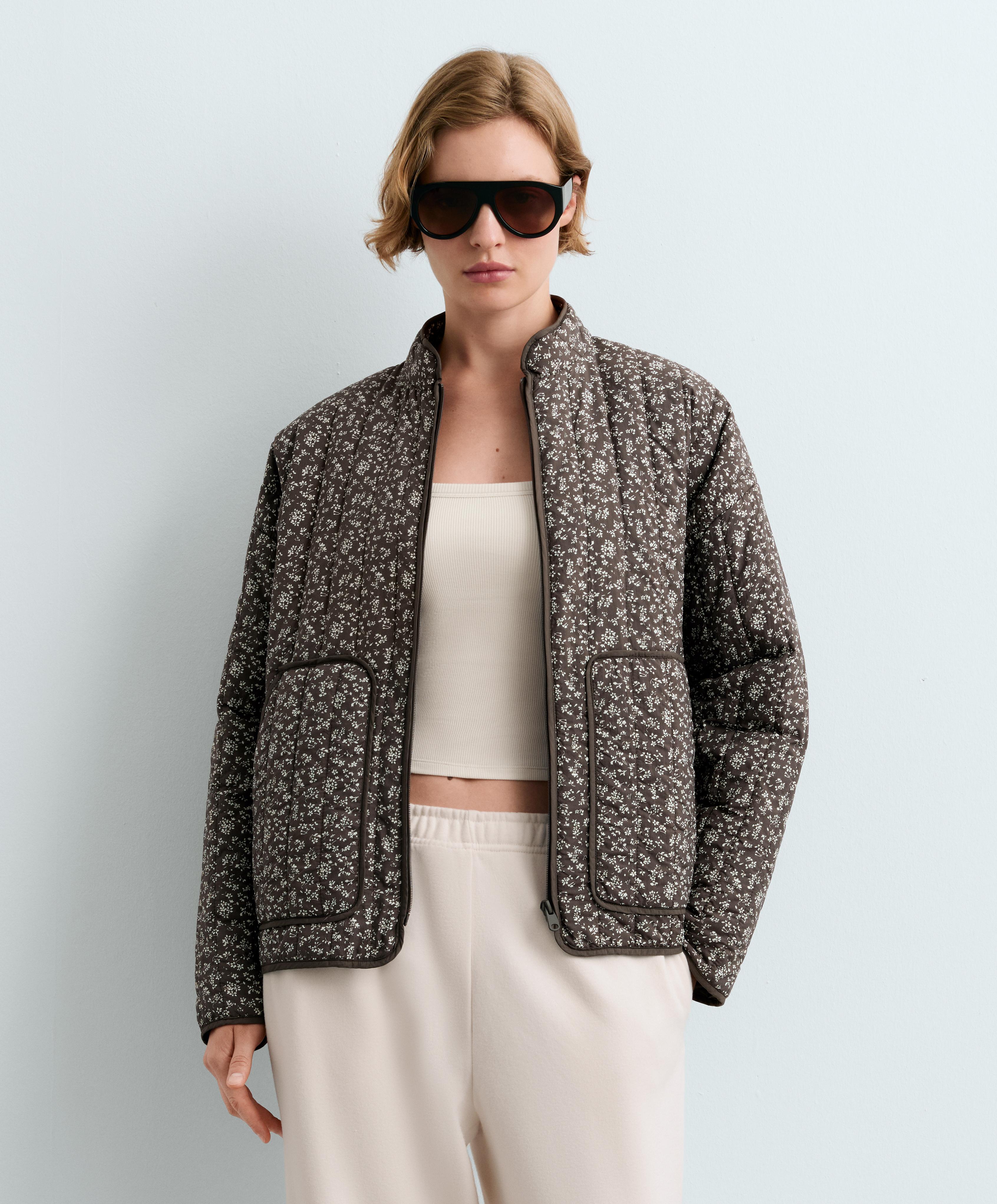 FELLEX® AEROGEL floral water-repellent midi padded jacket — Purplish brown