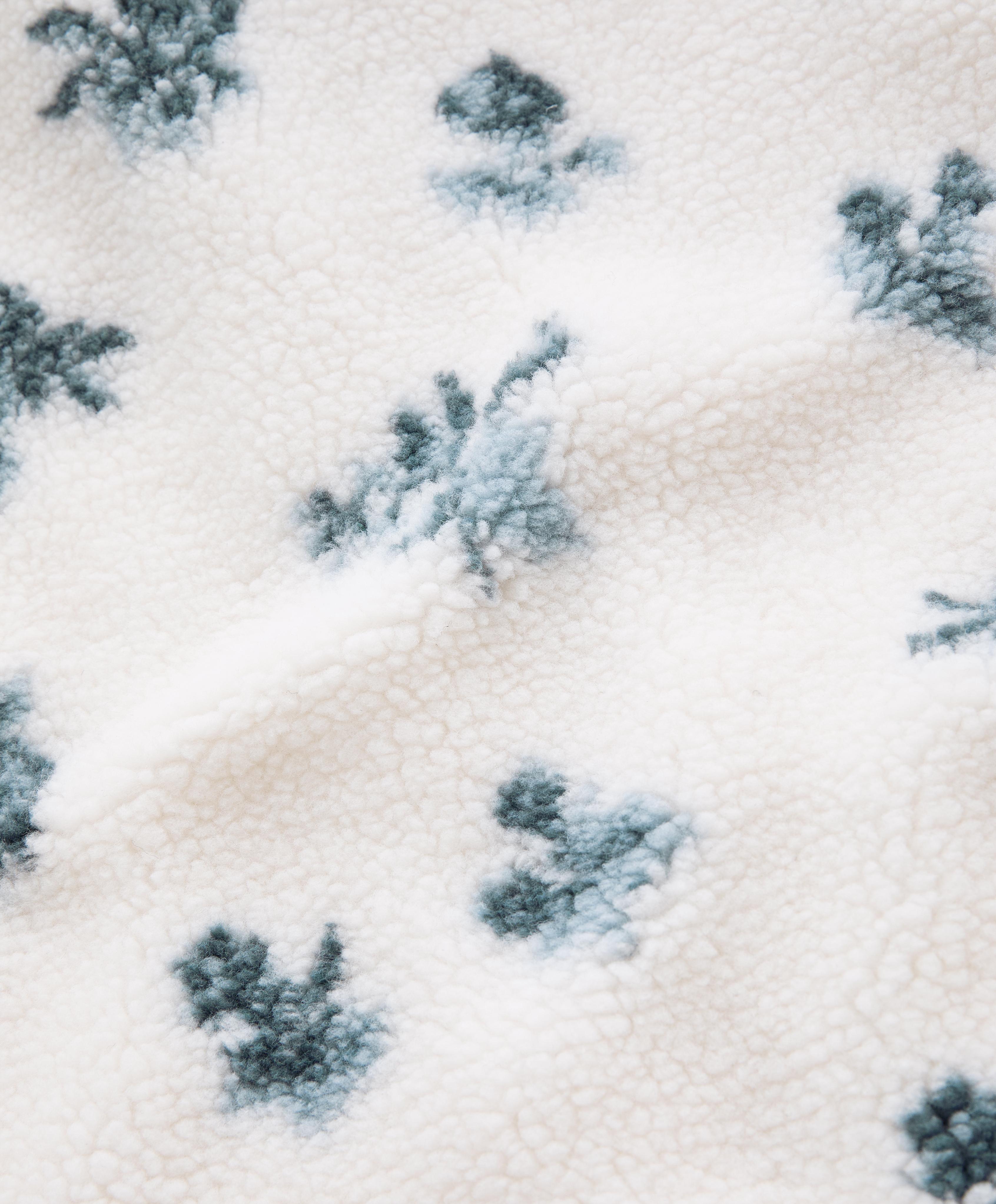 Floral faux-shearling jacket — DUSTY-BLUE