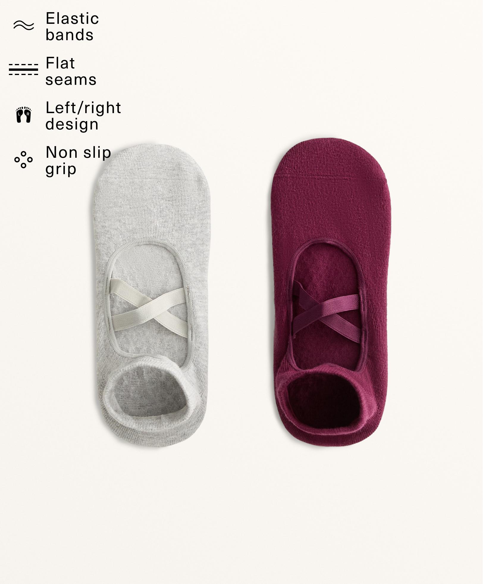 2 ζευγάρια κάλτσες yoga και pilates από μείγμα βαμβακιού με χιαστί λουριά 2 ζευγάρια κάλτσες yoga και pilates από μείγμα βαμβακιού με χιαστί λουριά