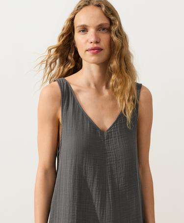 100% cotton gauze short jumpsuit — ASPHALT 3