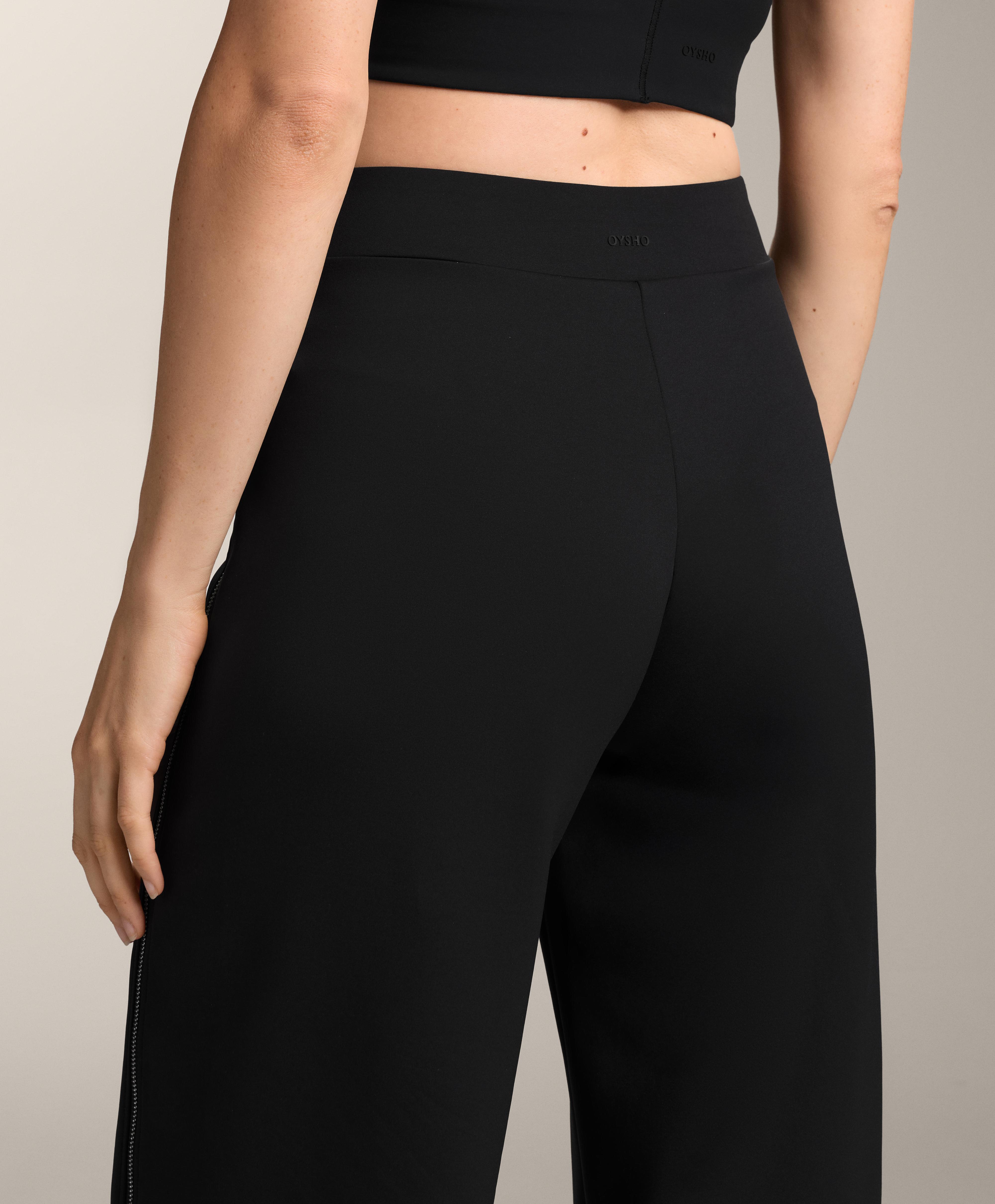 Дълъг панталон с висока талия с неопренов ефект и цип