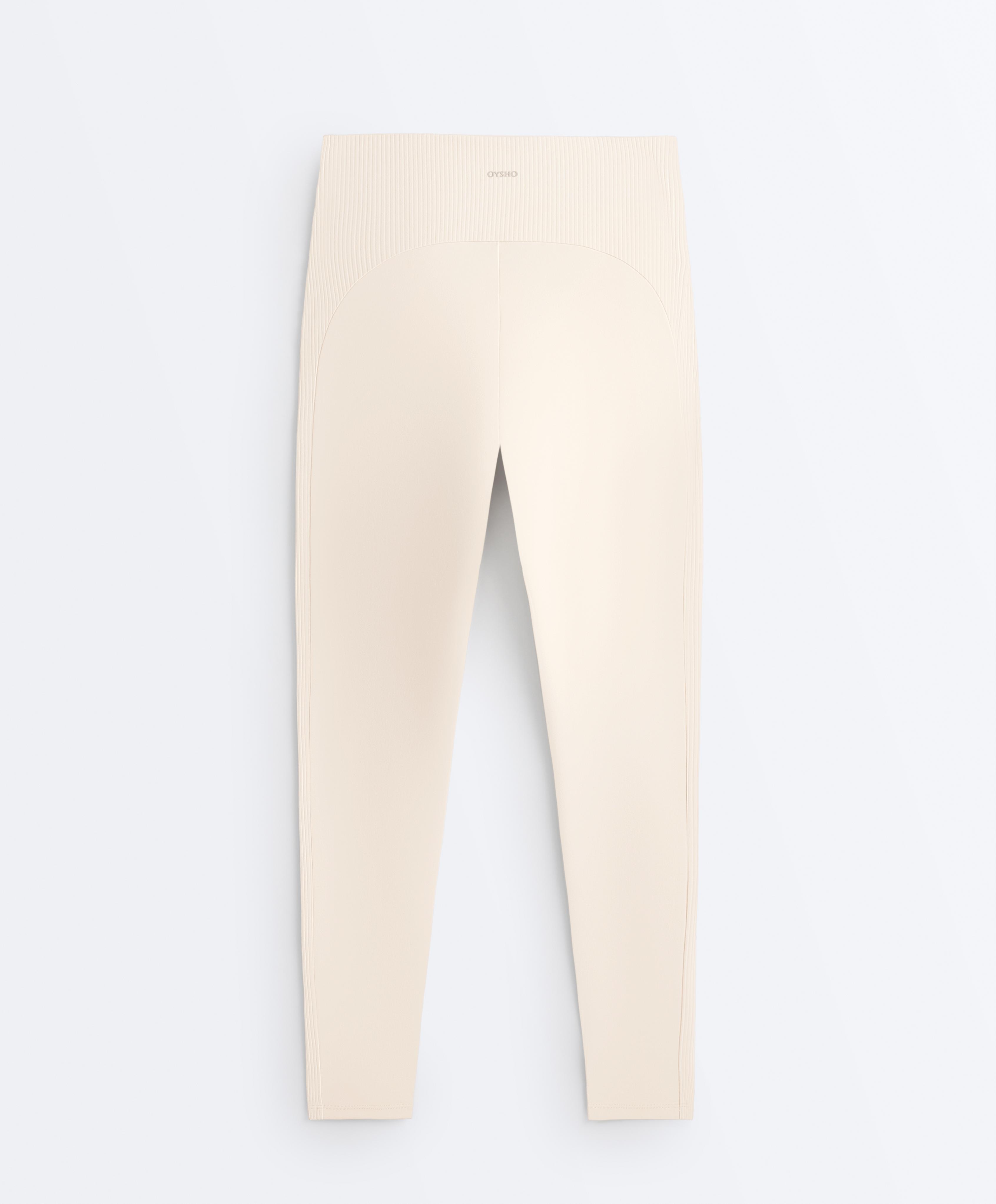 Comfortlux high rise rib 65cm ankle-length leggings — PALE BEIGE
