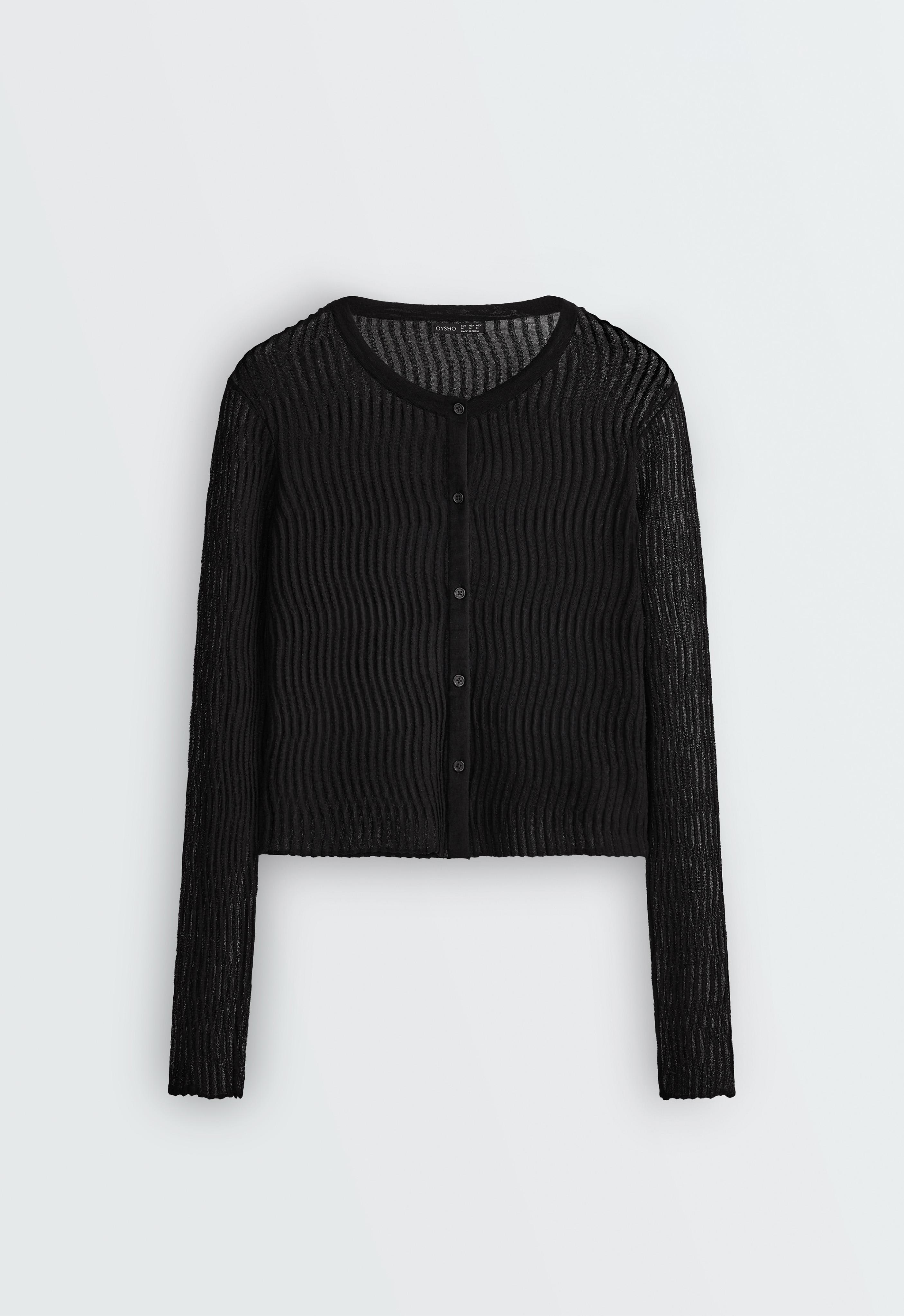 Knit cotton-blend sheer cardigan | OYSHO Lietuva