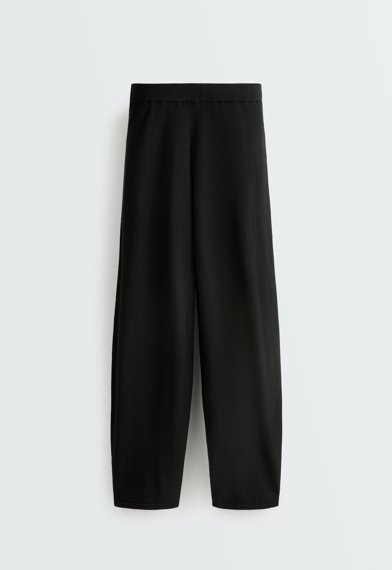 Balloon fluid-knit trousers — BLACK