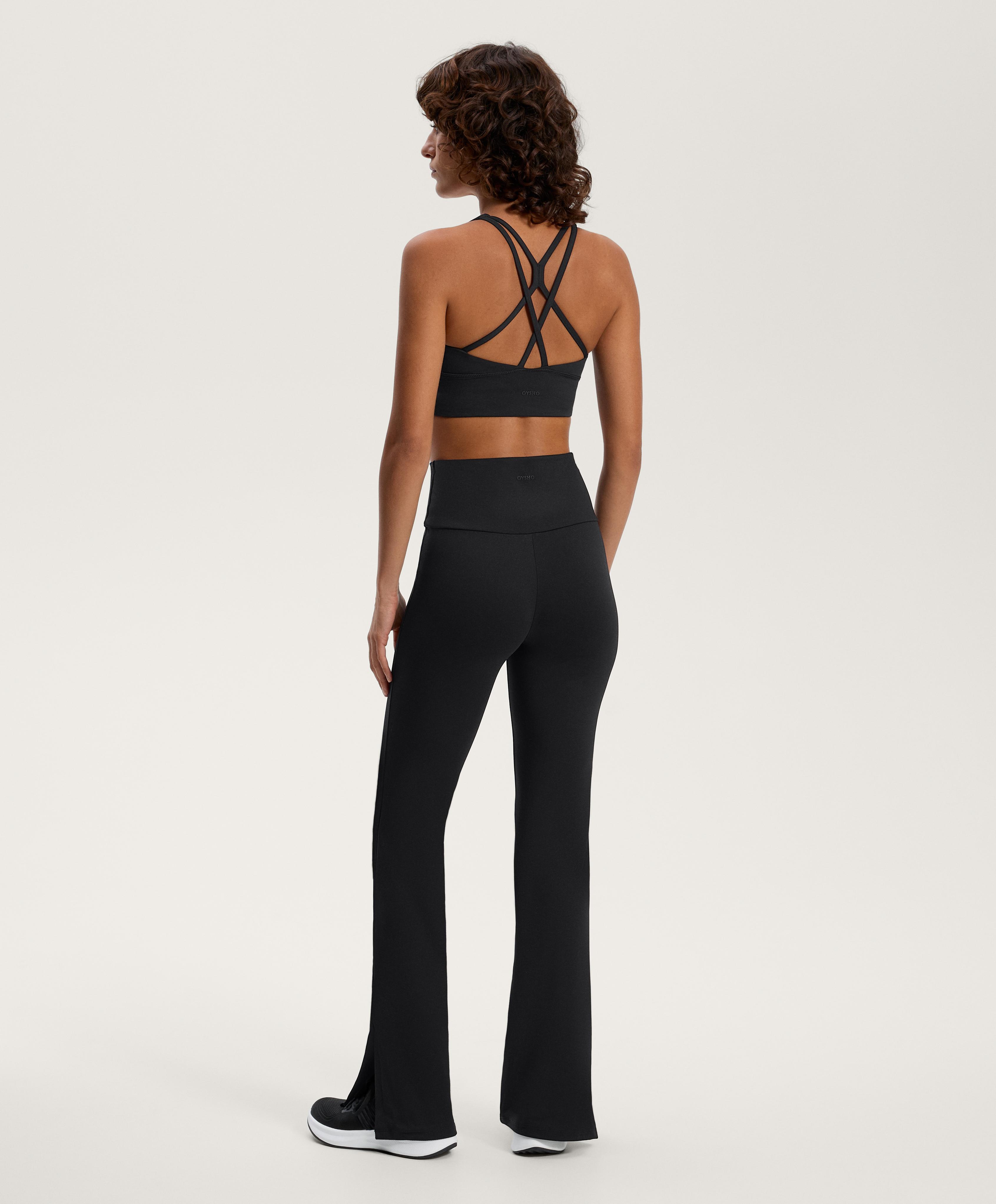 Black Comfortlux high-rise flare total look with opening and bra