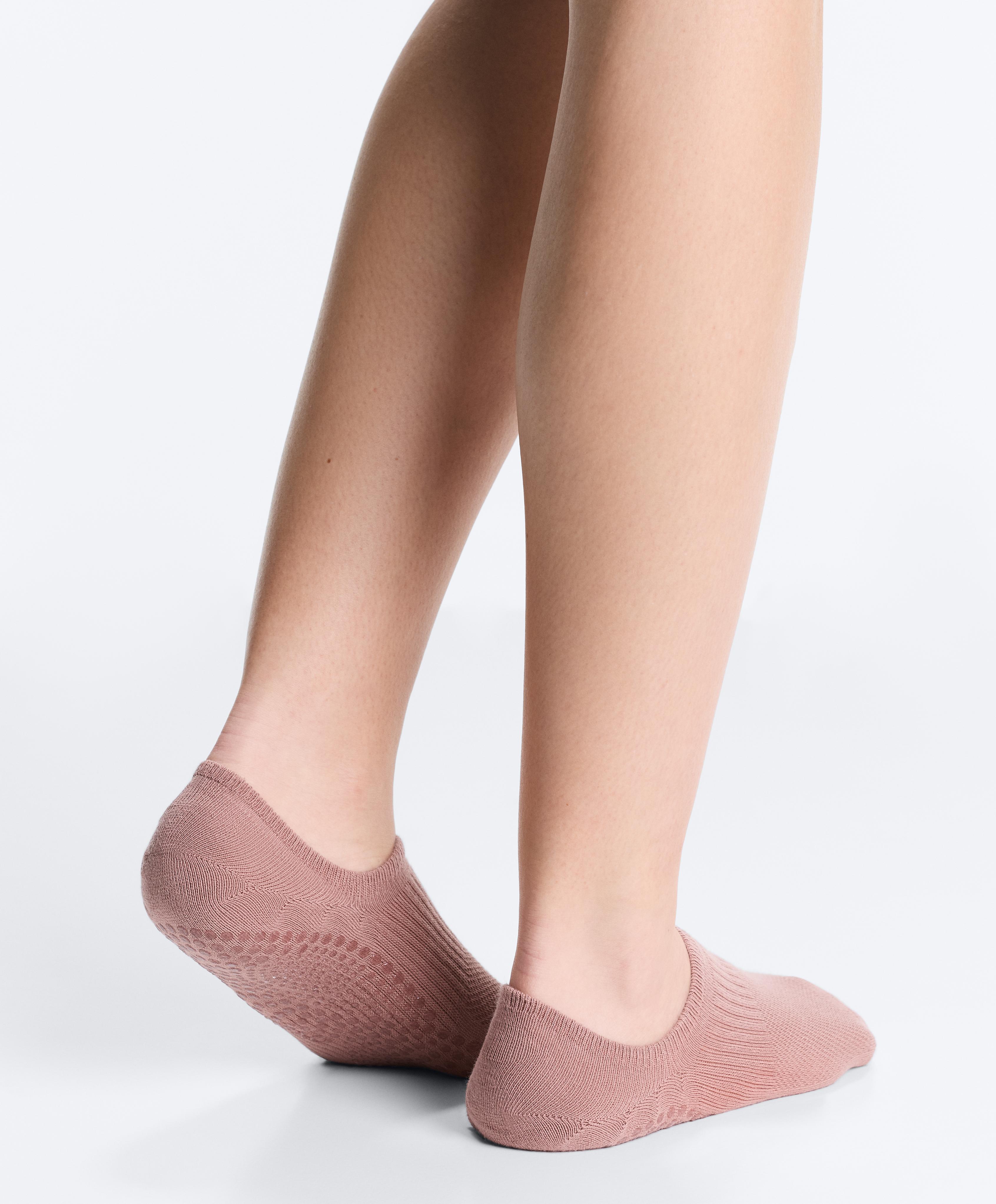 2 pairs of invisible cotton blend yoga and Pilates socks — PALE PINK