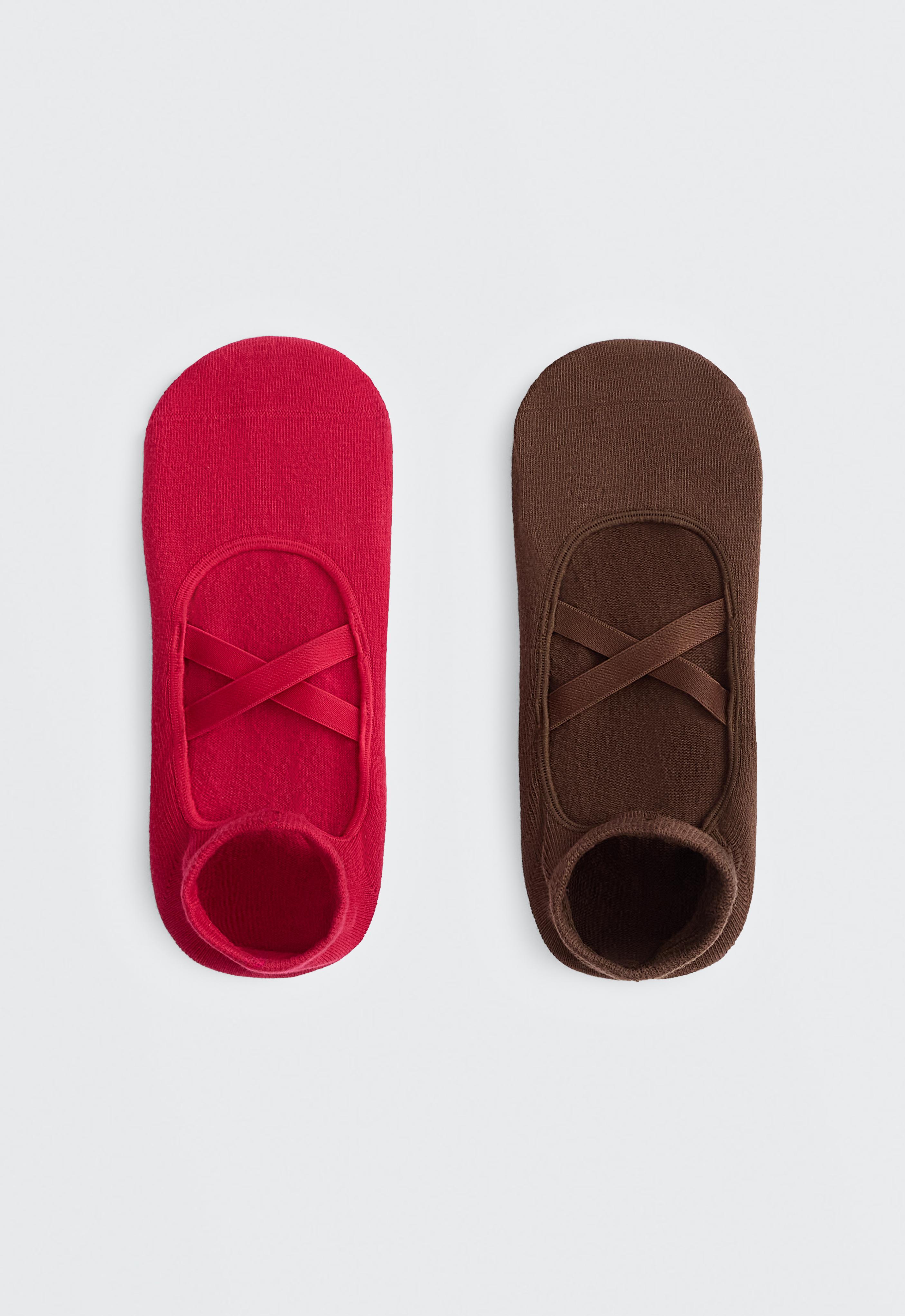 2 Paar Yoga- und Pilates-Sneaker-Socken mit Riemchen