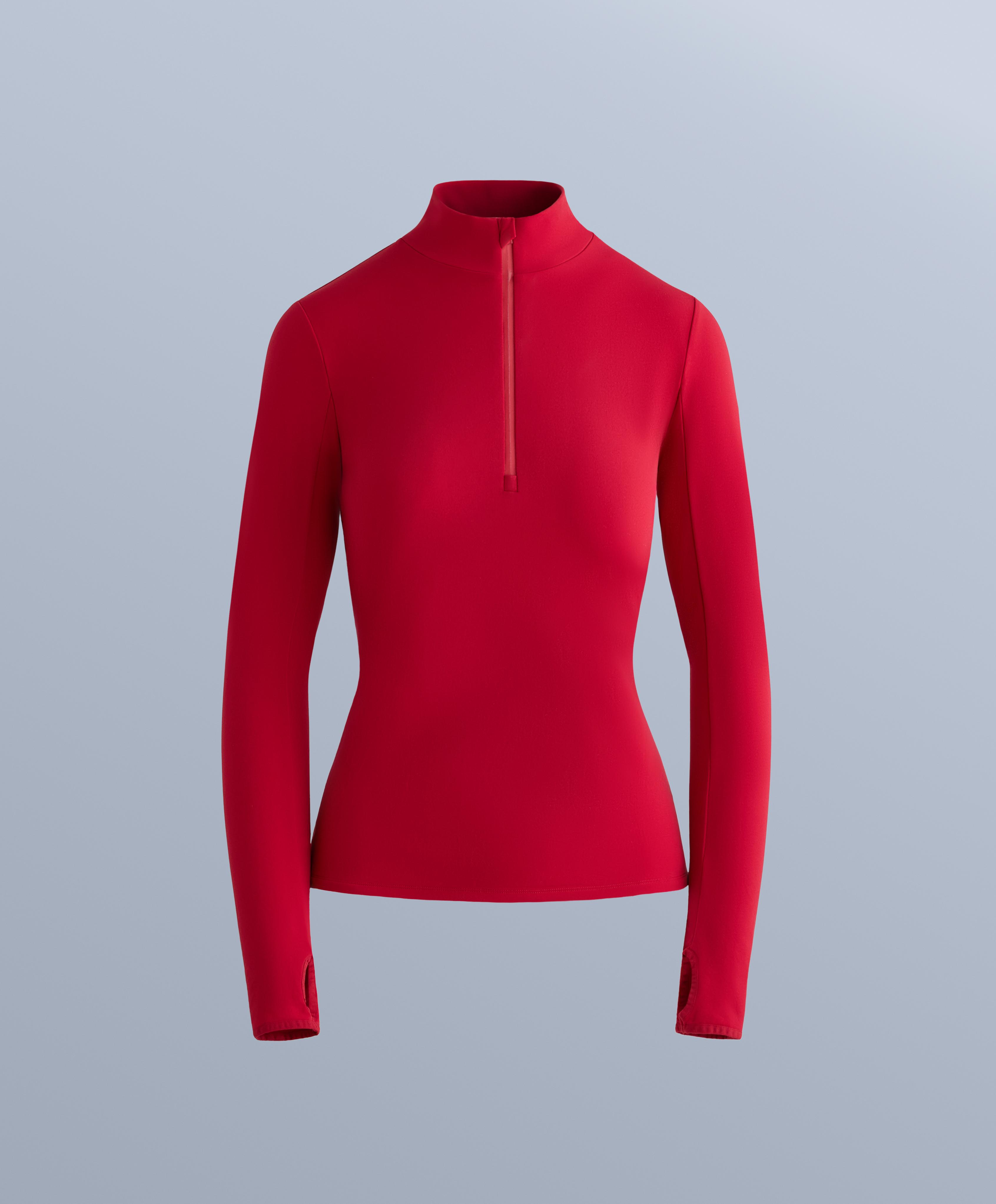 Thermal base layer half-zip top — RED