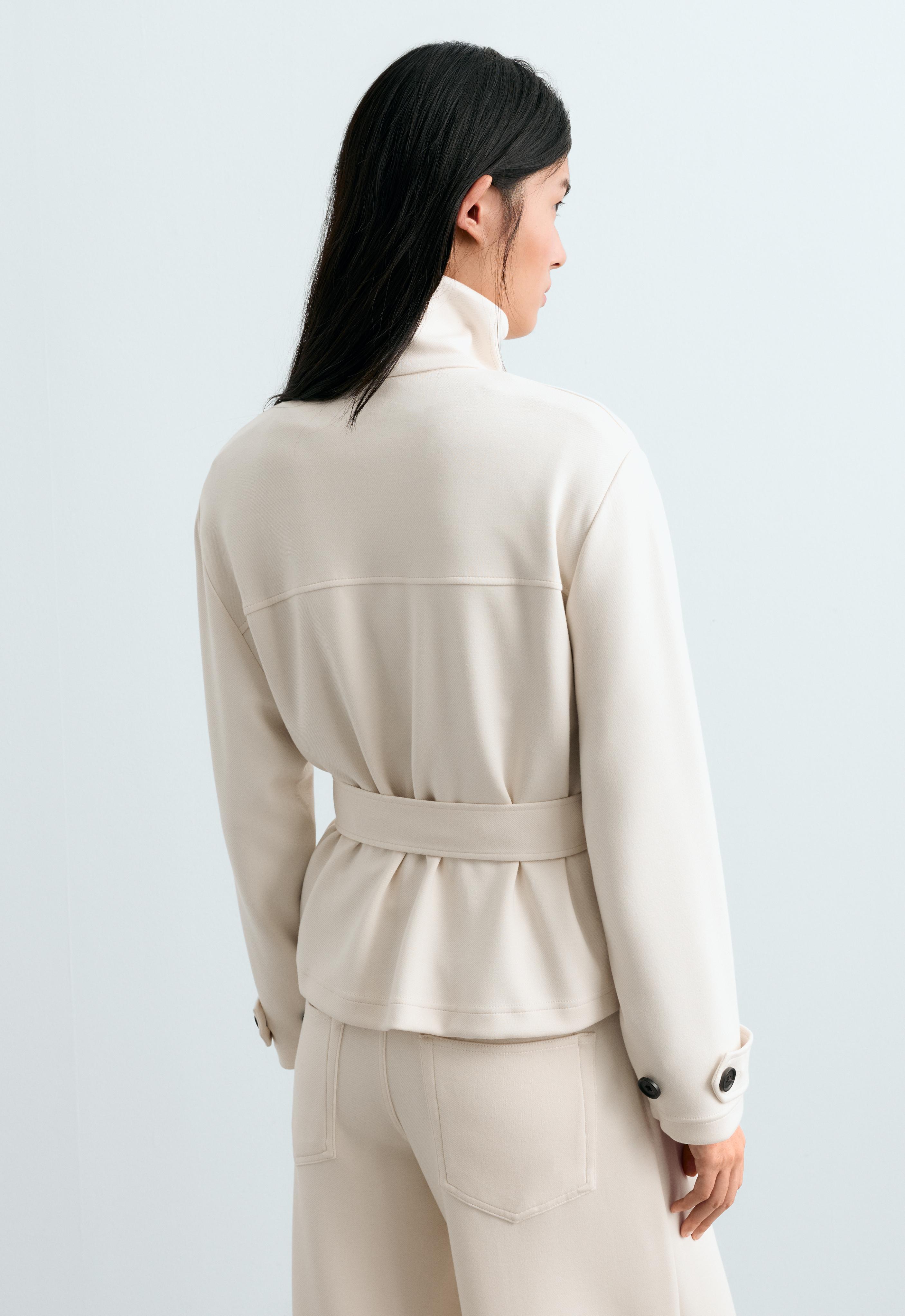 Belted jacket with pockets — PALE ECRU