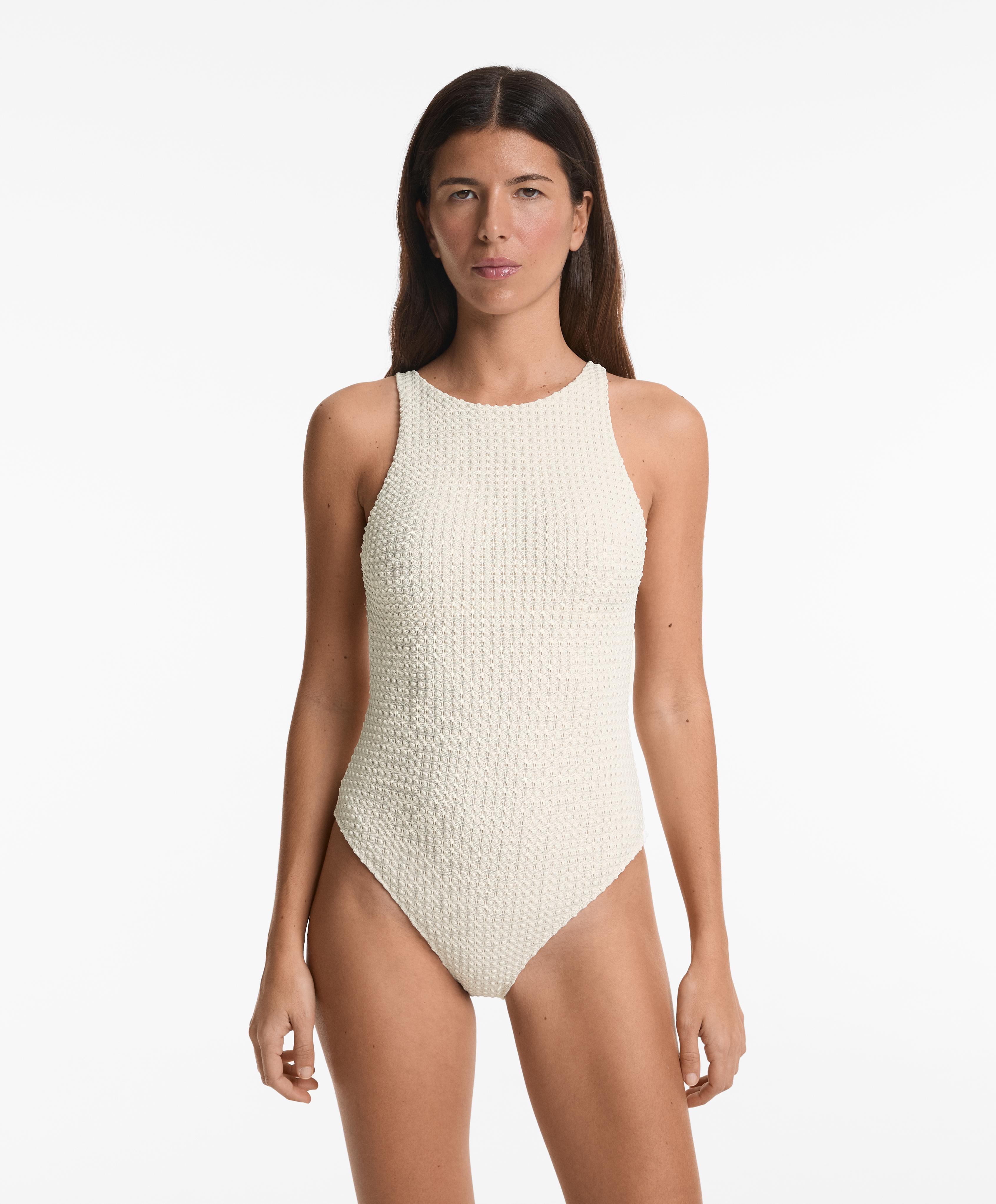 Bubble-texture crochet halterneck swimsuit Bubble-texture crochet halterneck swimsuit