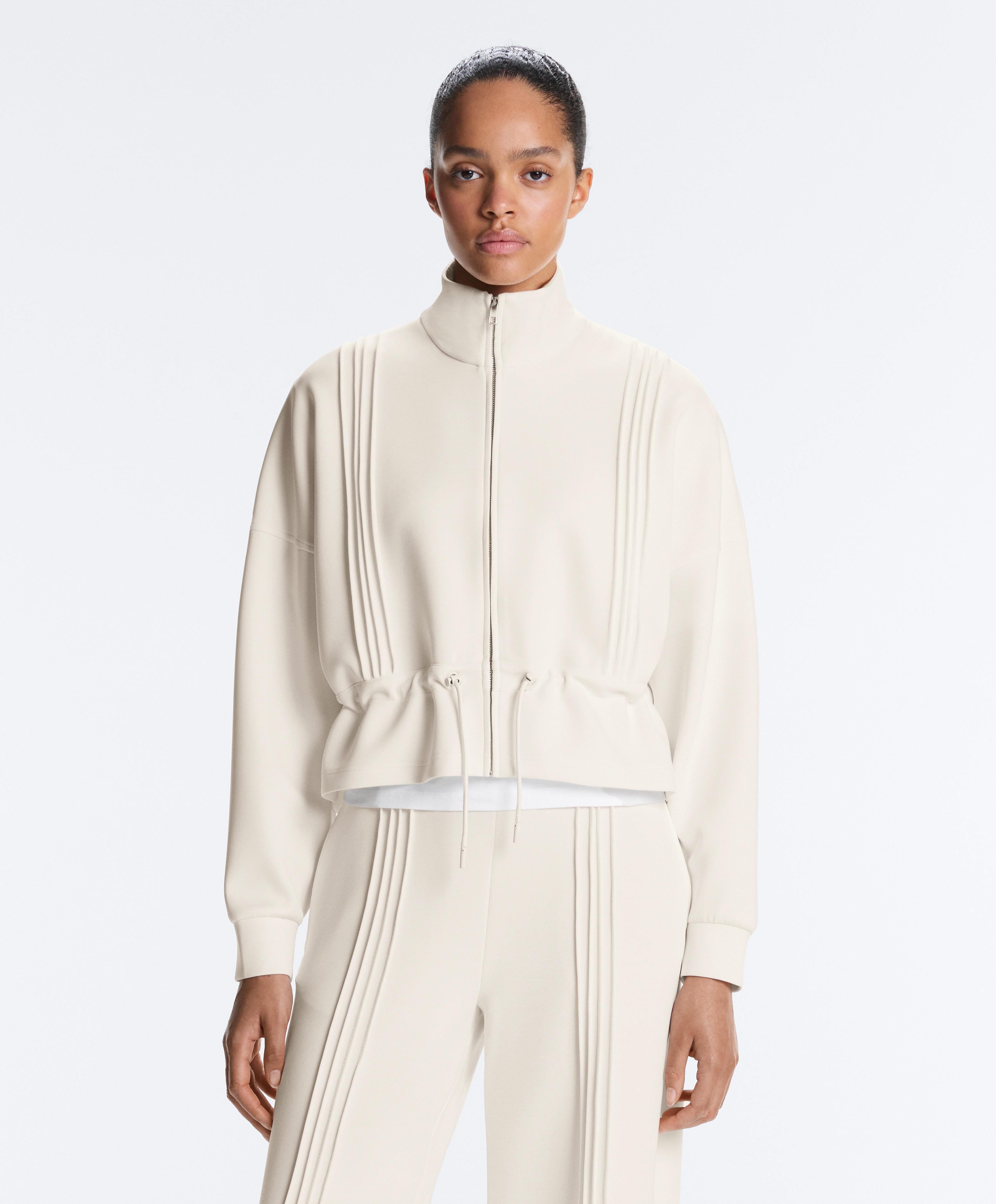 Soft-touch modal jacket with rib trim — PALE ECRU