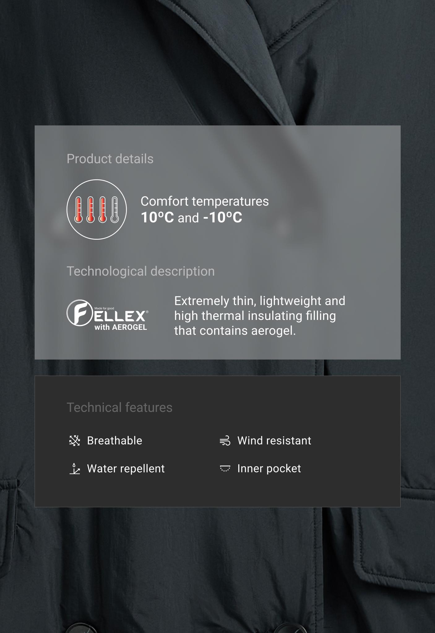 جاكيت ميدي منجد FELLEX® مع AEROGEL وأزرار جاكيت ميدي منجد FELLEX® مع AEROGEL وأزرار