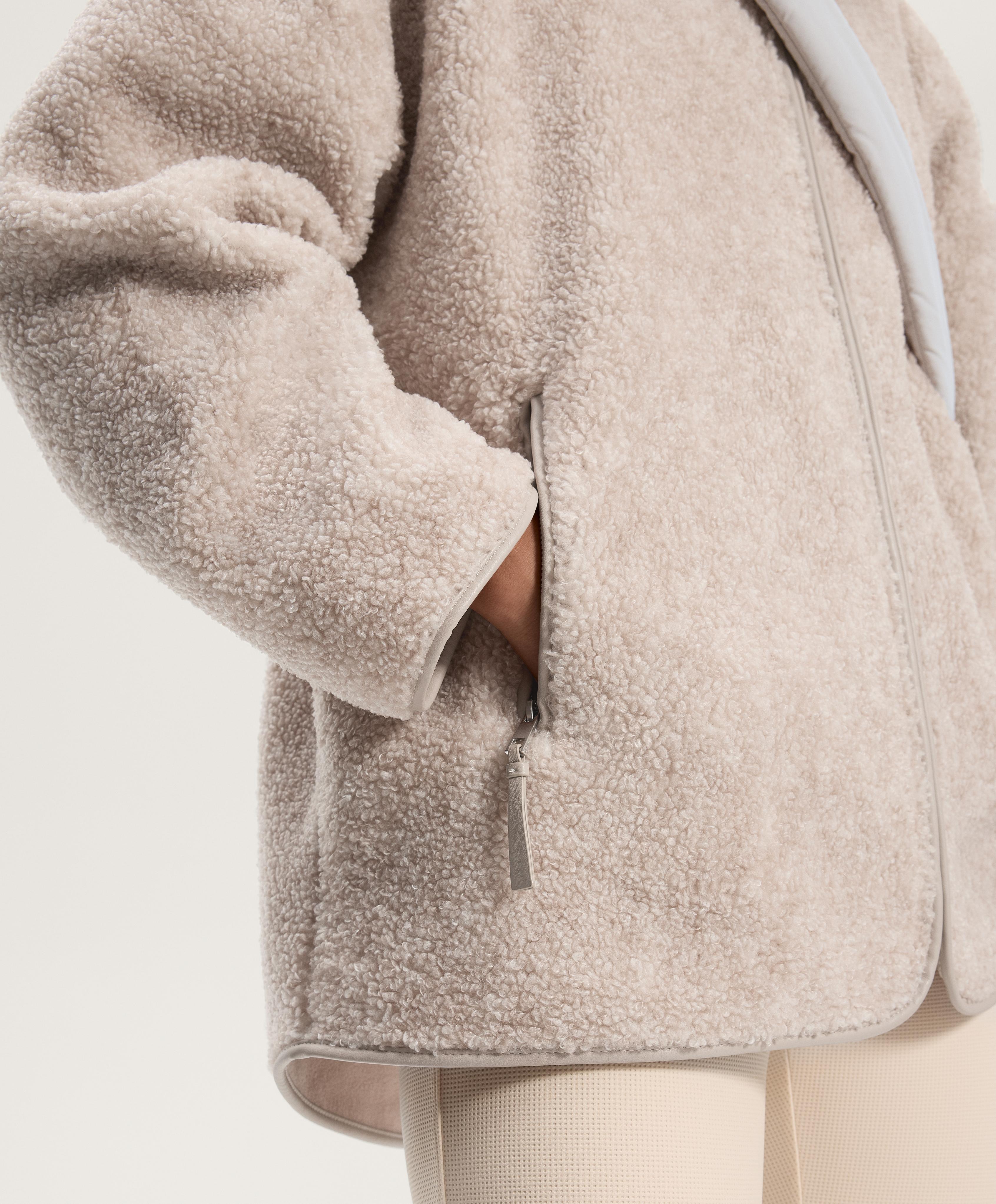 Oversize faux-shearling jacket — PALE ASPHALT