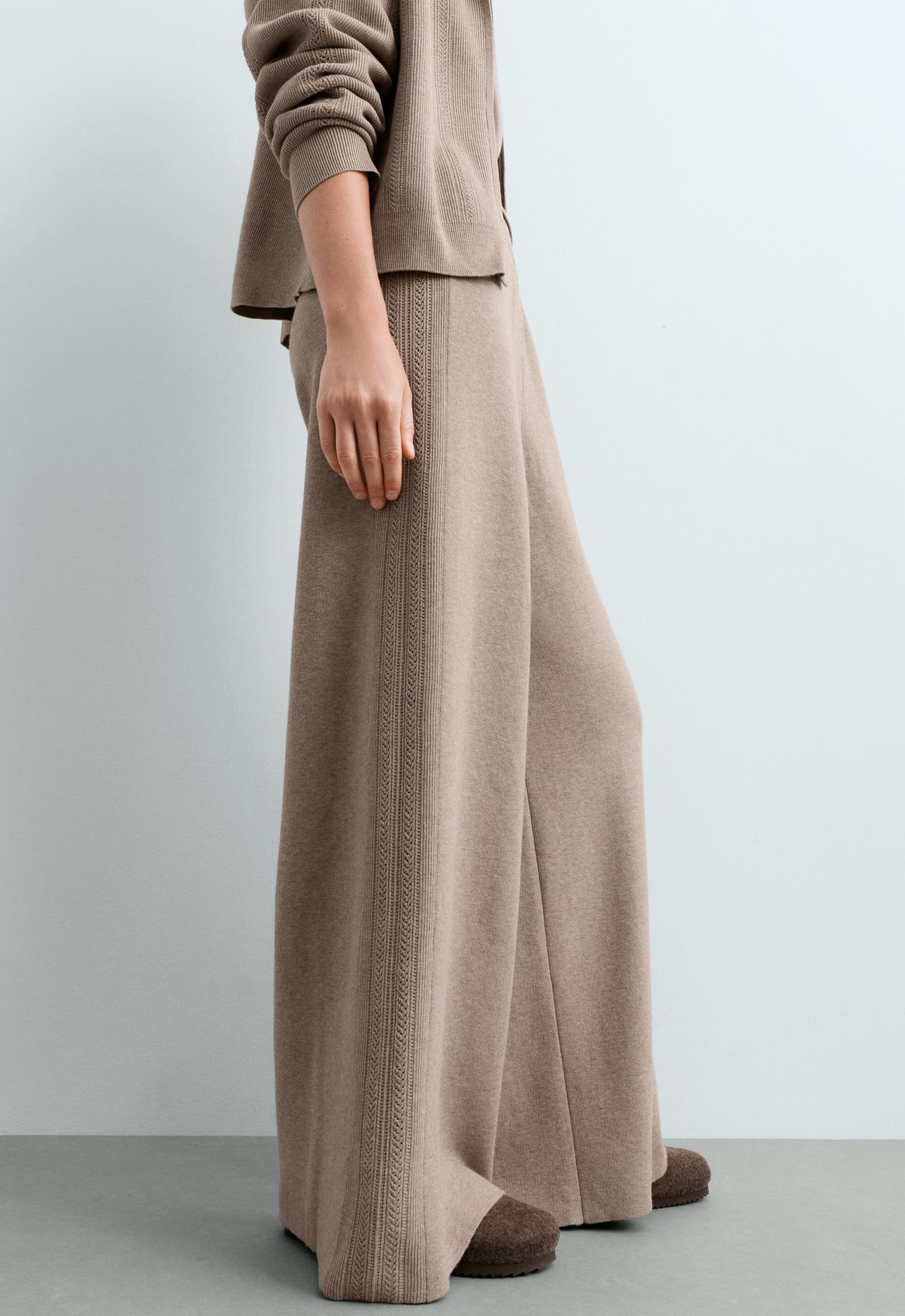 Openwork knit straight-leg trousers — SOFT MINK