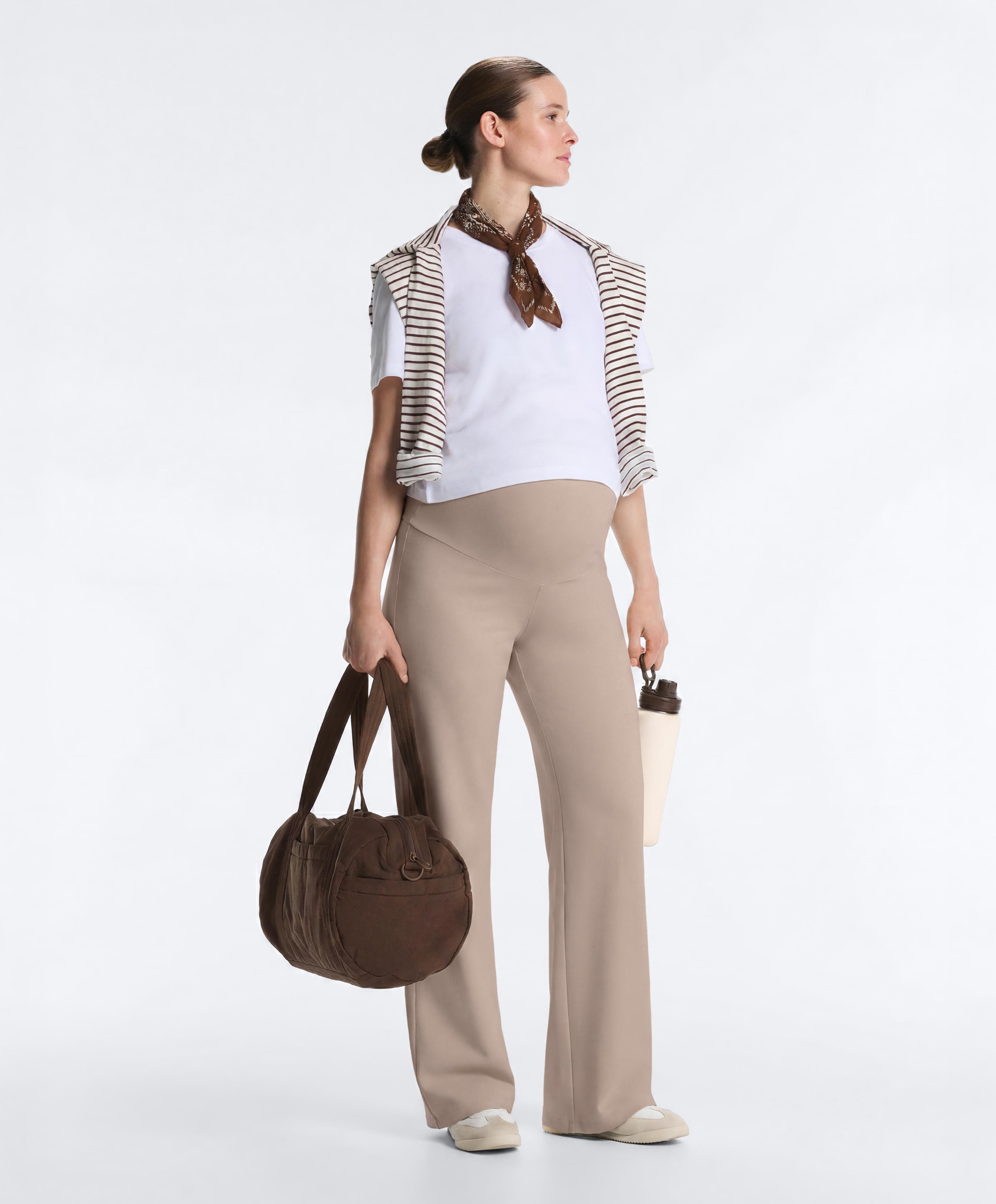 Comfortlux maternity straight-leg trousers — LIGHT STONE