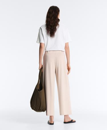 Wide-leg crop trousers with pleats and stripes — SANDY           8