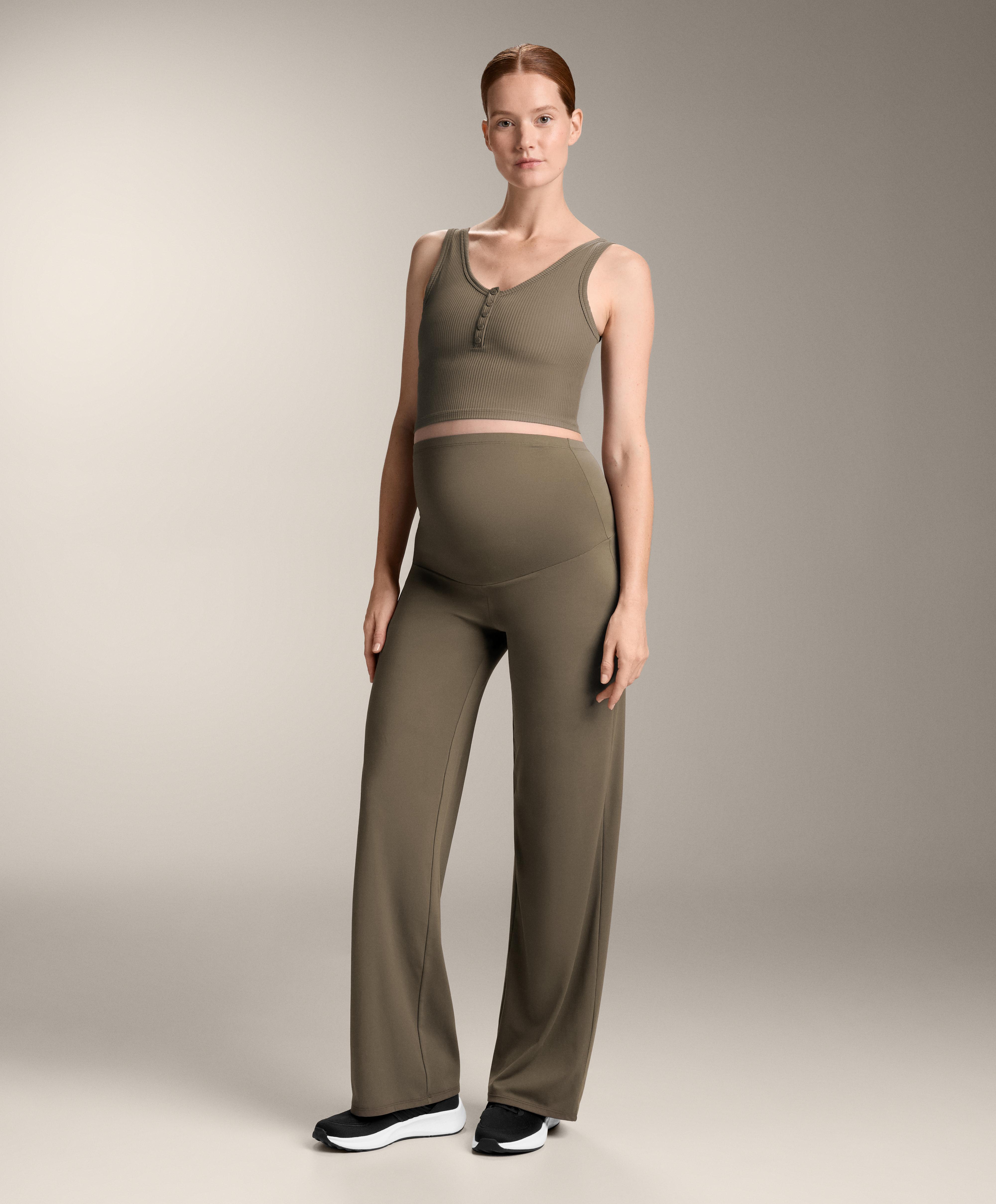 Total look Comfortlux dark taupe maternity straight-leg trousers with rib tank top