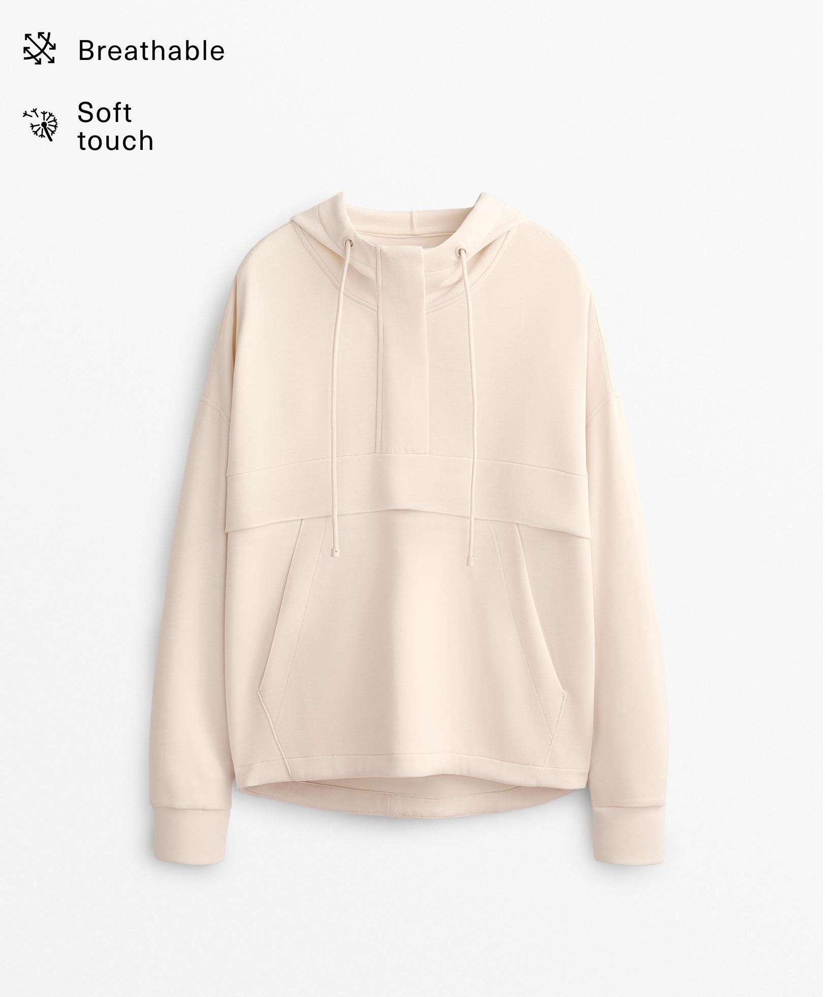 Soft-touch sweatshirt with modal and zip