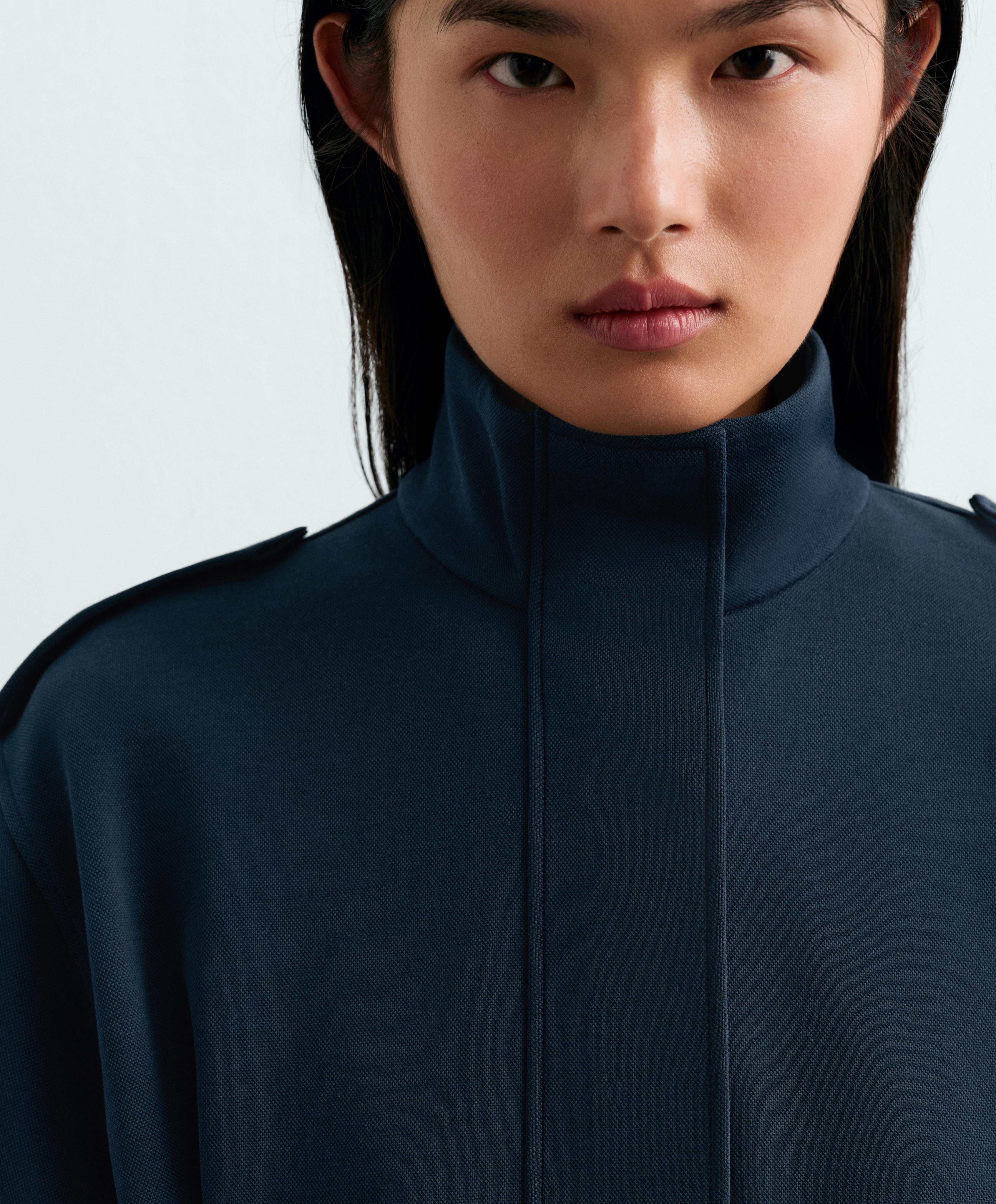 Long utility jacket with cotton — NAVY BLUE