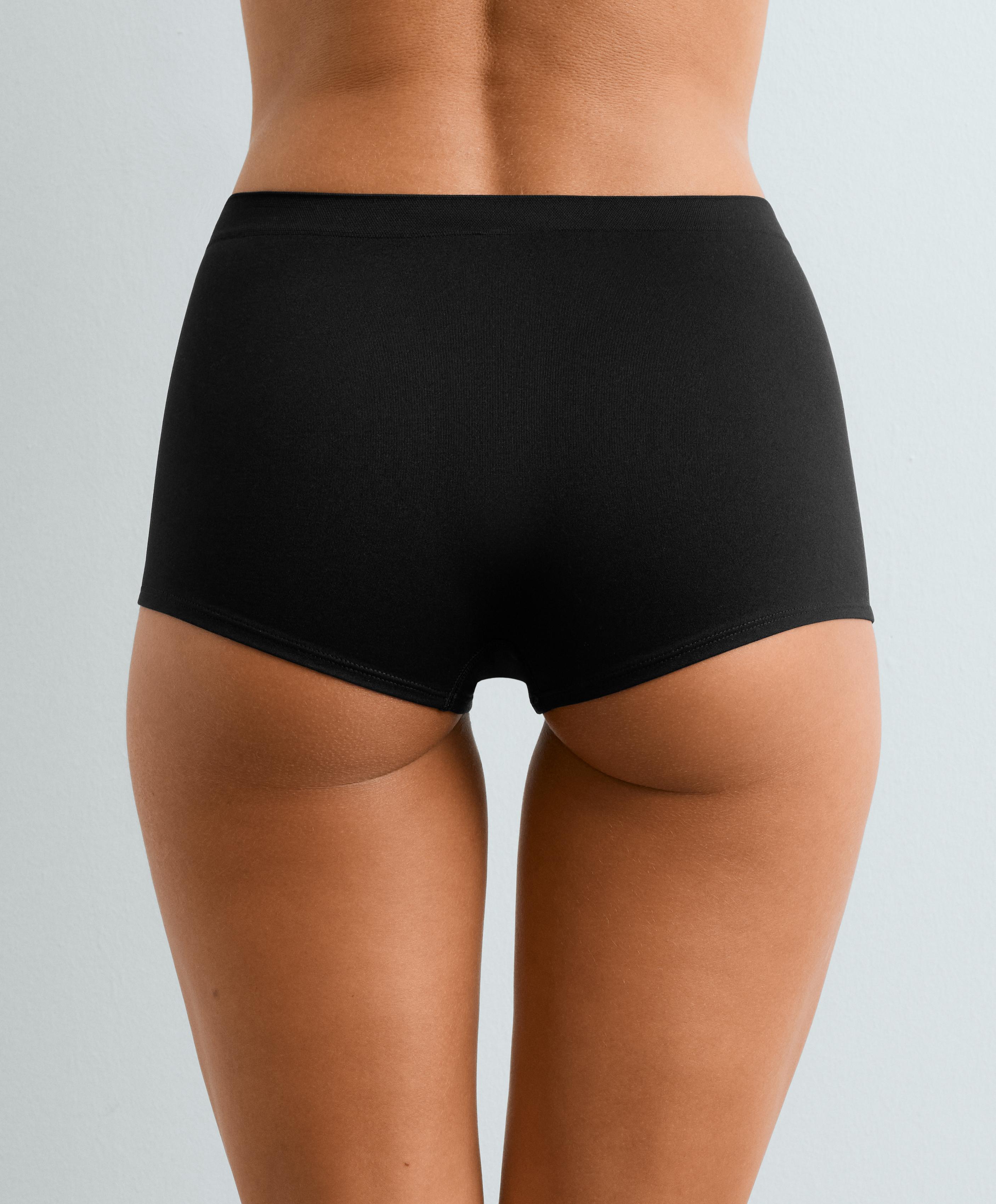 2 seamless soft-touch shortie briefs — BLACK