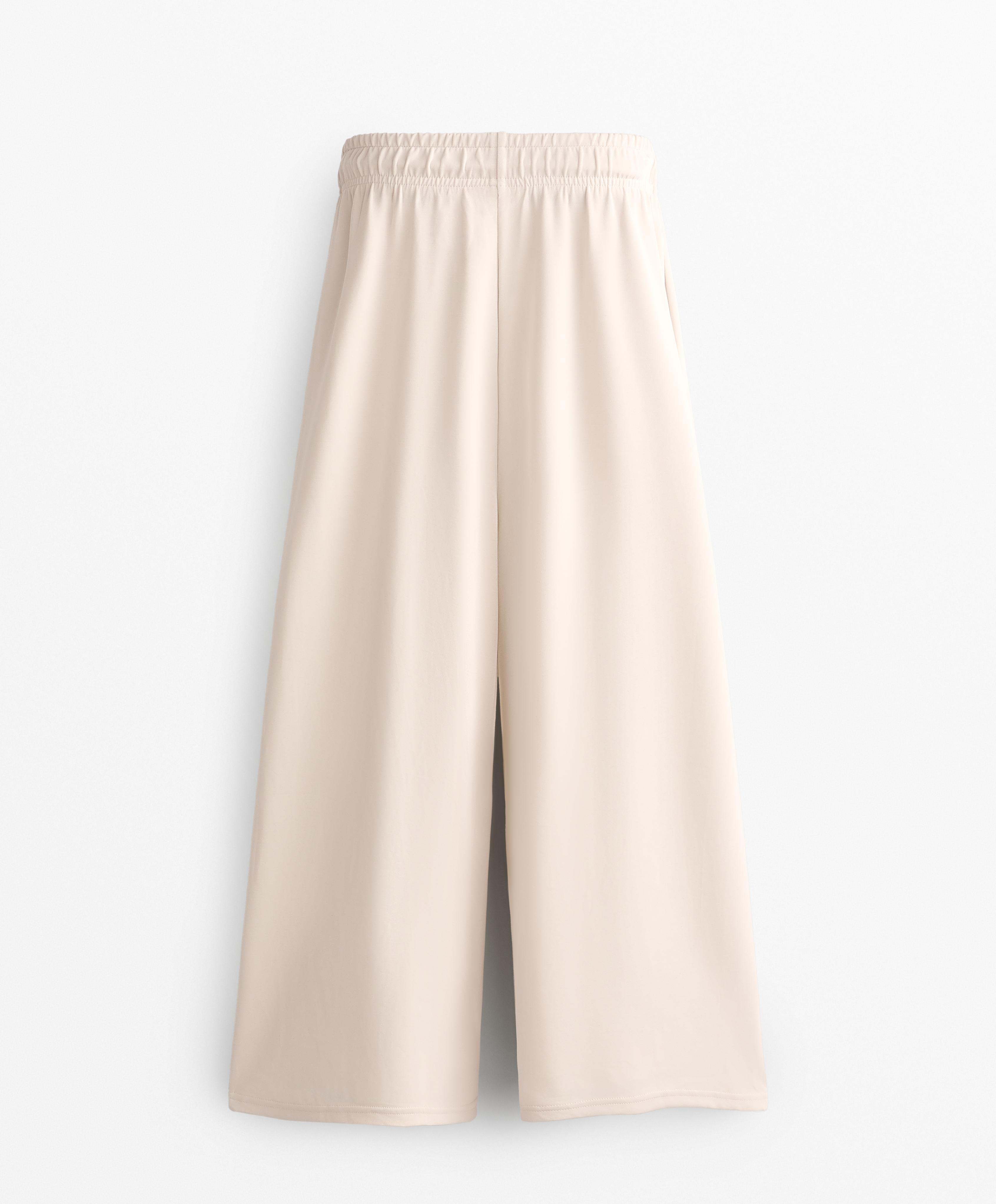 Soft-touch wide-leg crop trousers with modal