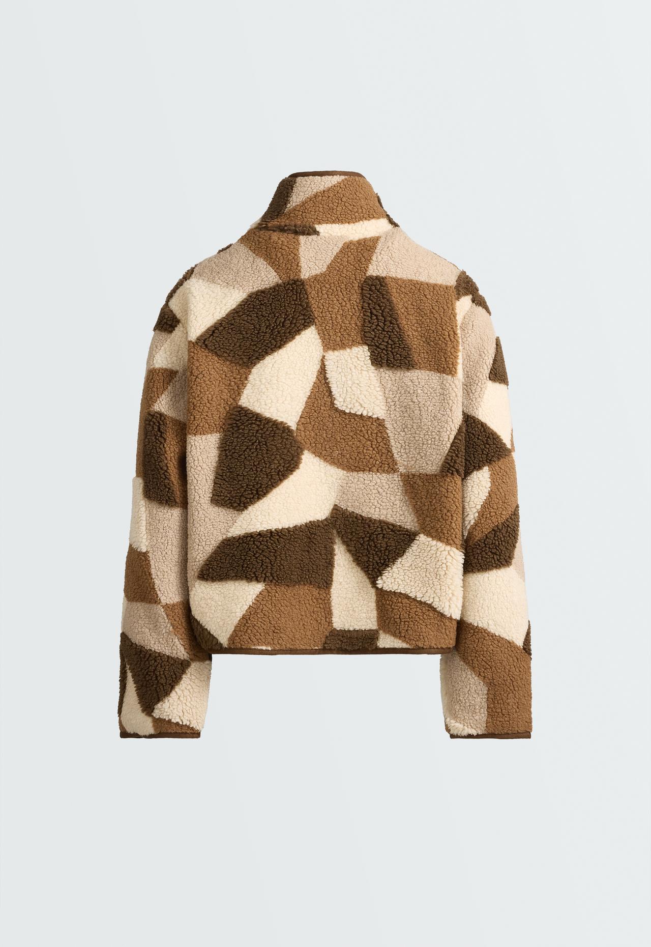 Faux-shearling print jacket — TAN MELANGE