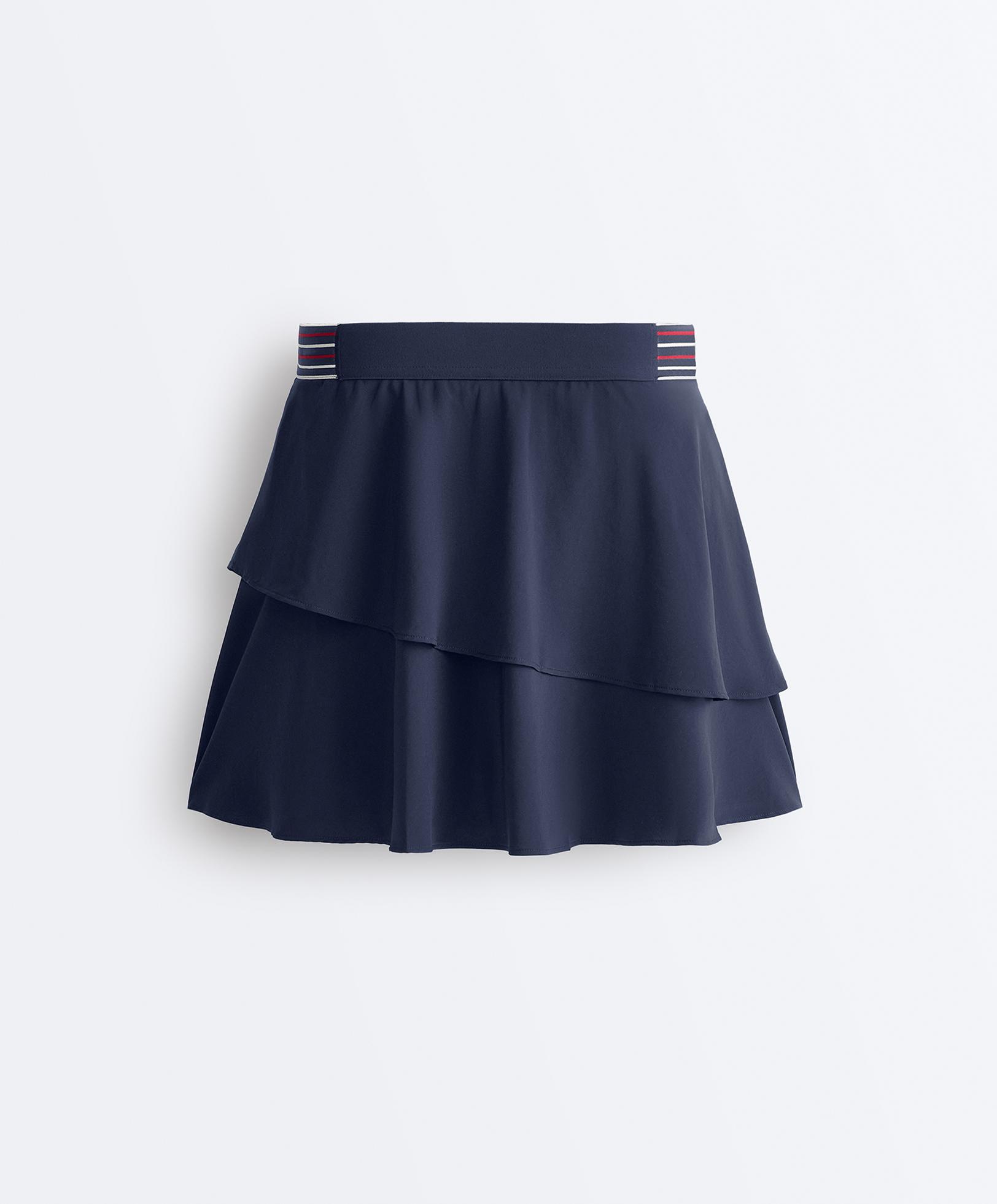 Comfortlux high-rise short skirt with ruffled hem — NAVY BLUE