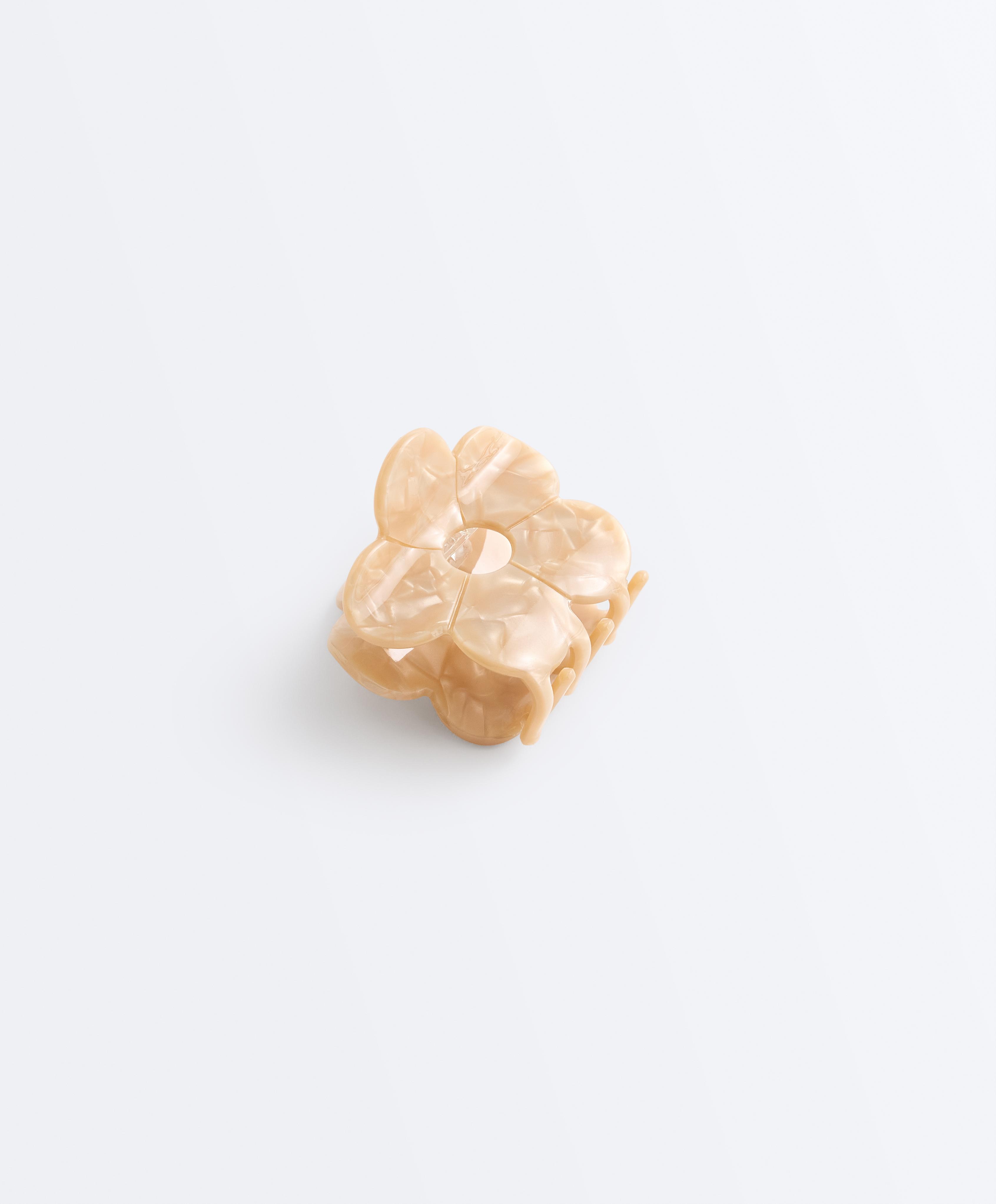 Small floral hair clip — BEIGE