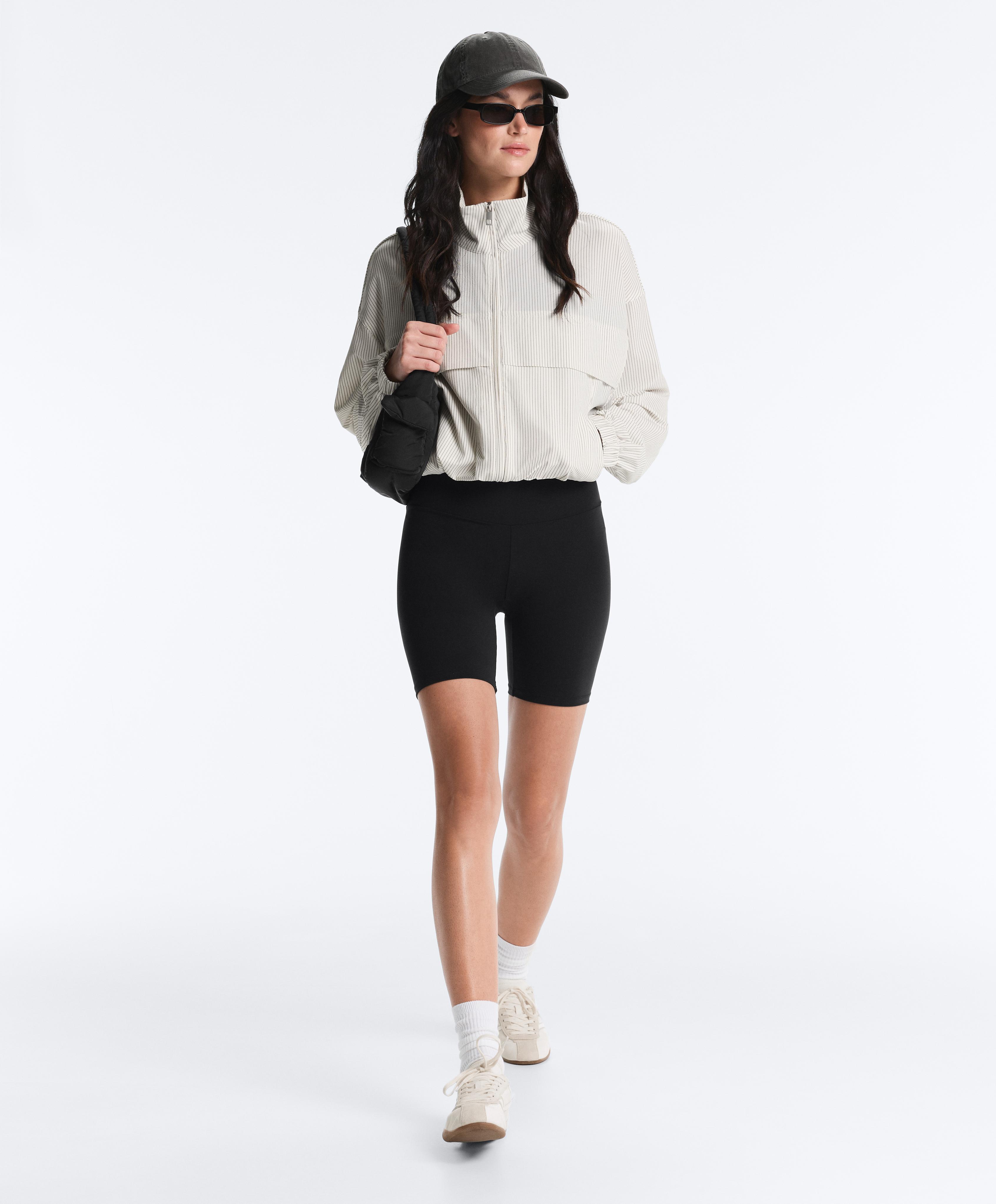 Striped stretch overlay jacket — WHITE
