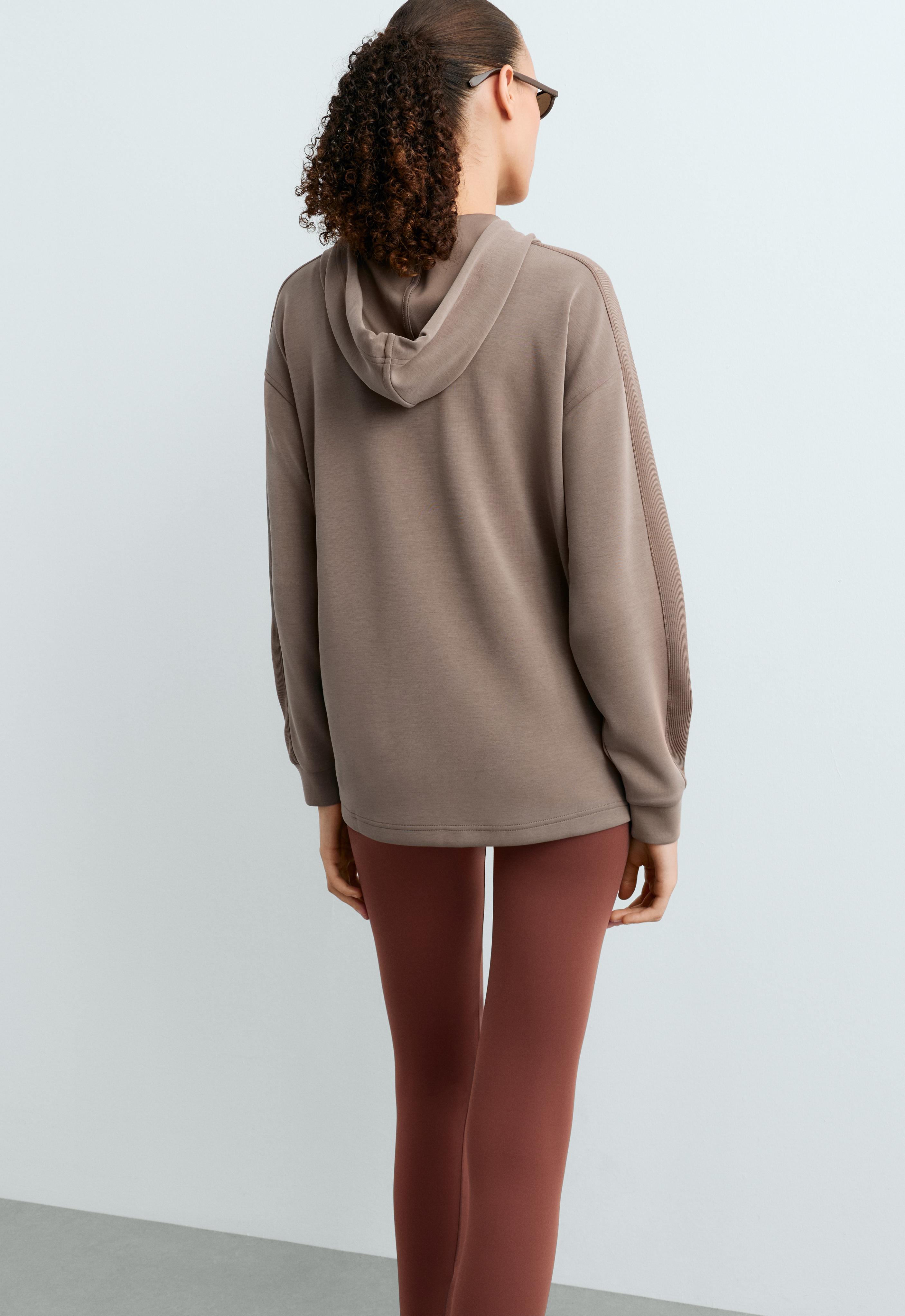Long jacket with rib details and soft-touch modal — MINK