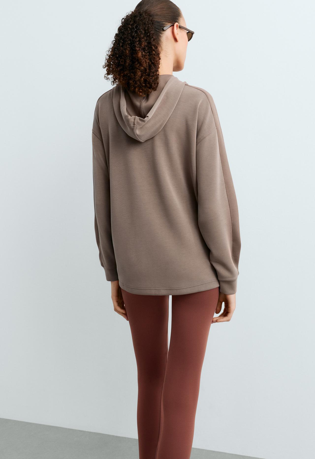 Long jacket with rib details and soft-touch modal — MINK