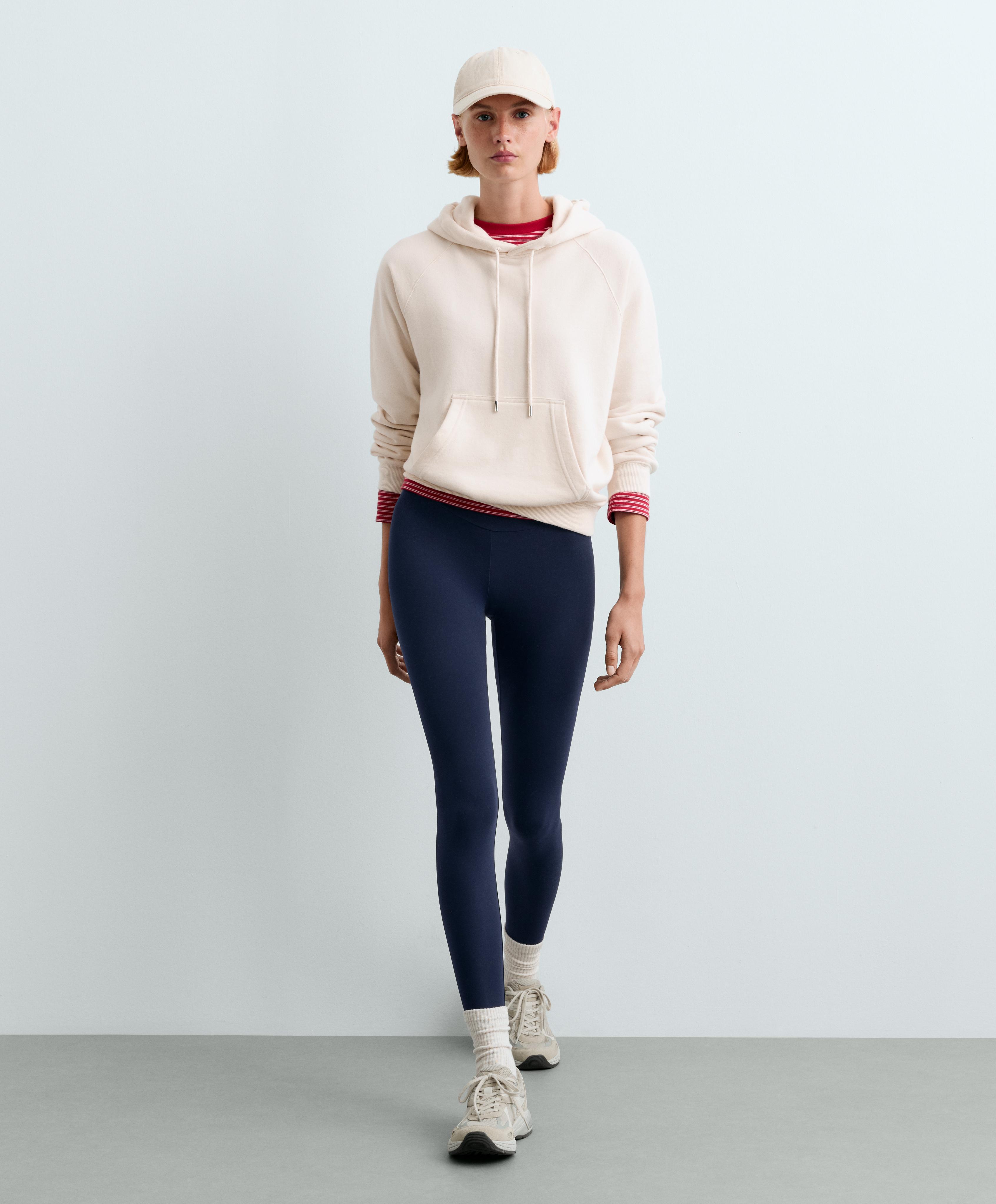 Cotton-blend fleece hoodie — PALE ECRU