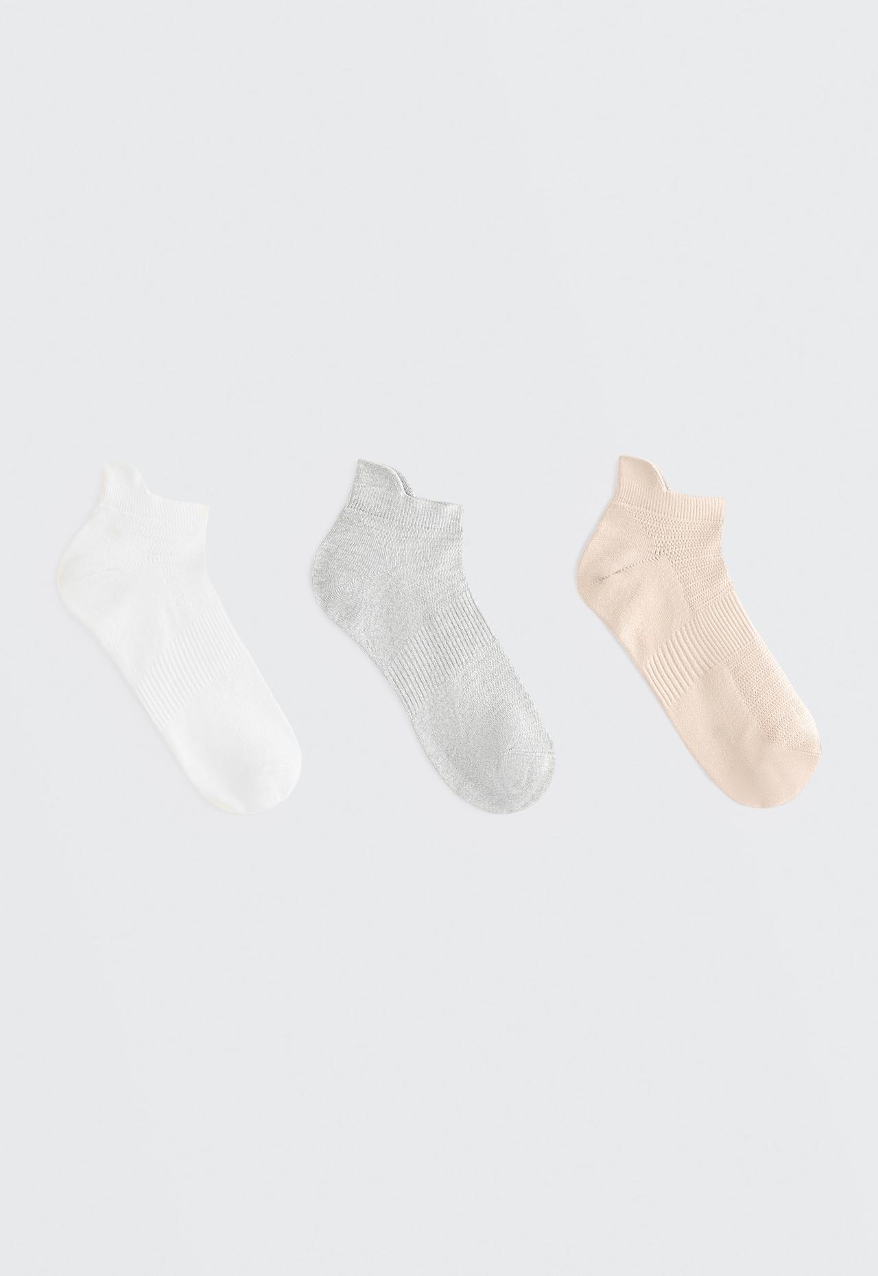 3 pack of polyamide blend sneaker socks with heel tab — GREY