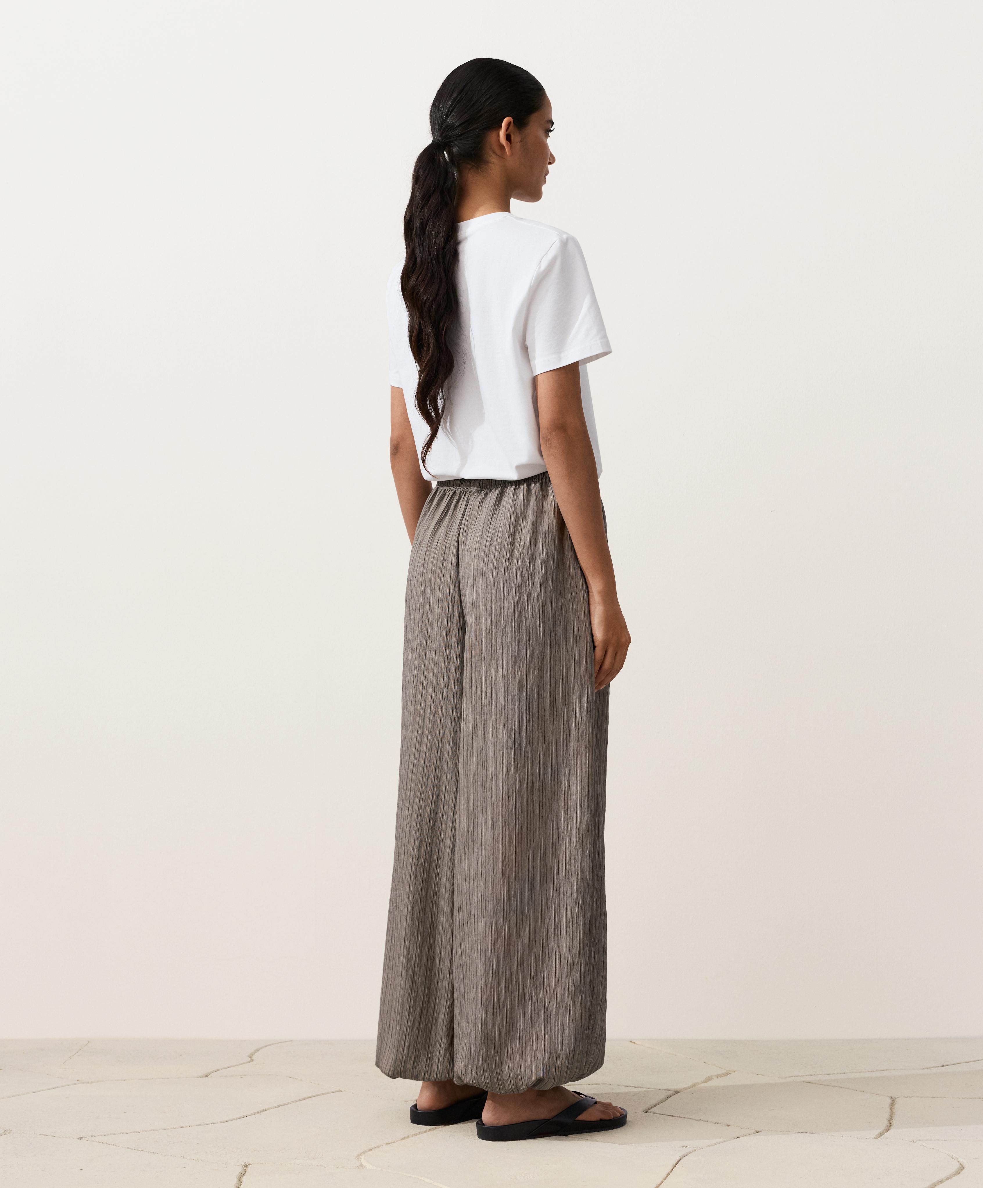 Modal blend striped bloomer trousers — CHARCOAL GREY