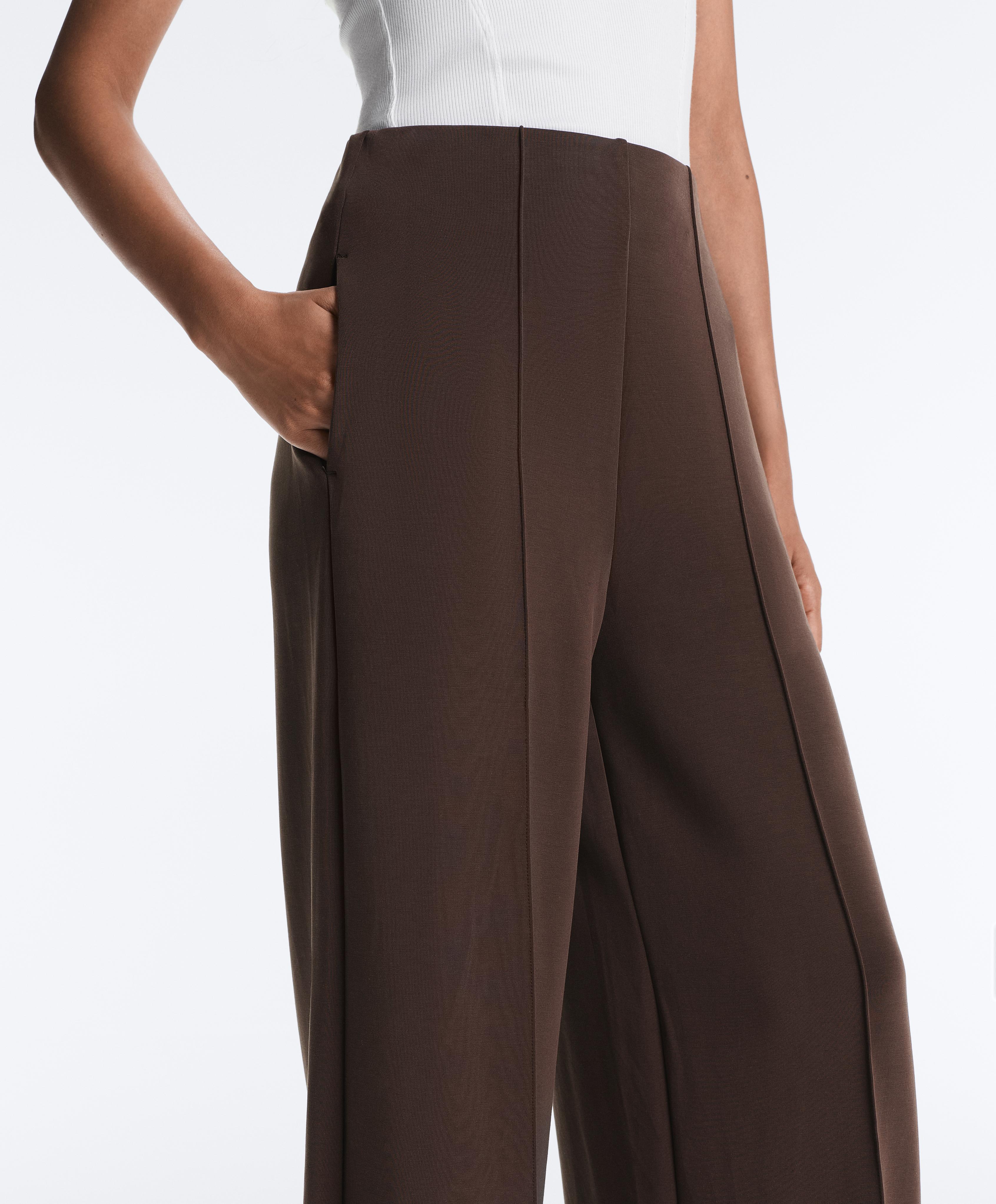 Straight-leg trousers with modal and crease — BROWN